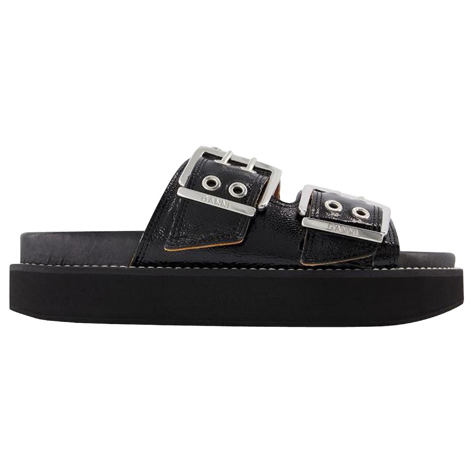 Arab stil Hysterisk morsom Wide Welt Chunky Sandals - Ganni - Black - Leather ref.843700 - Joli Closet