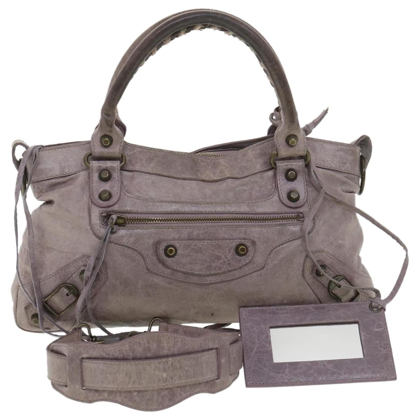 BALENCIAGA The first Hand Bag Leather 2way Purple Auth