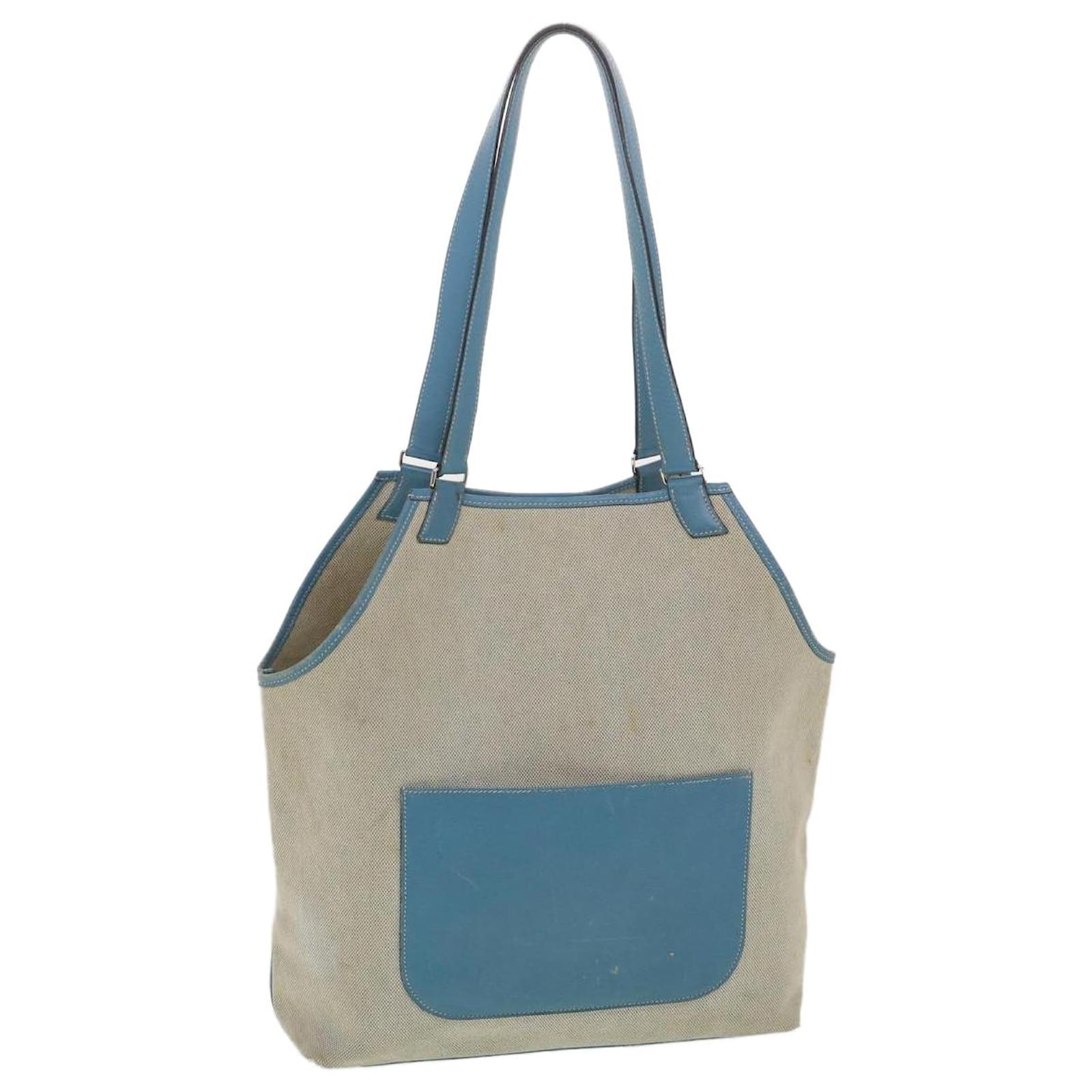 HERMES Bora Bora PM Tote Bag Canvas Beige Auth ki2630