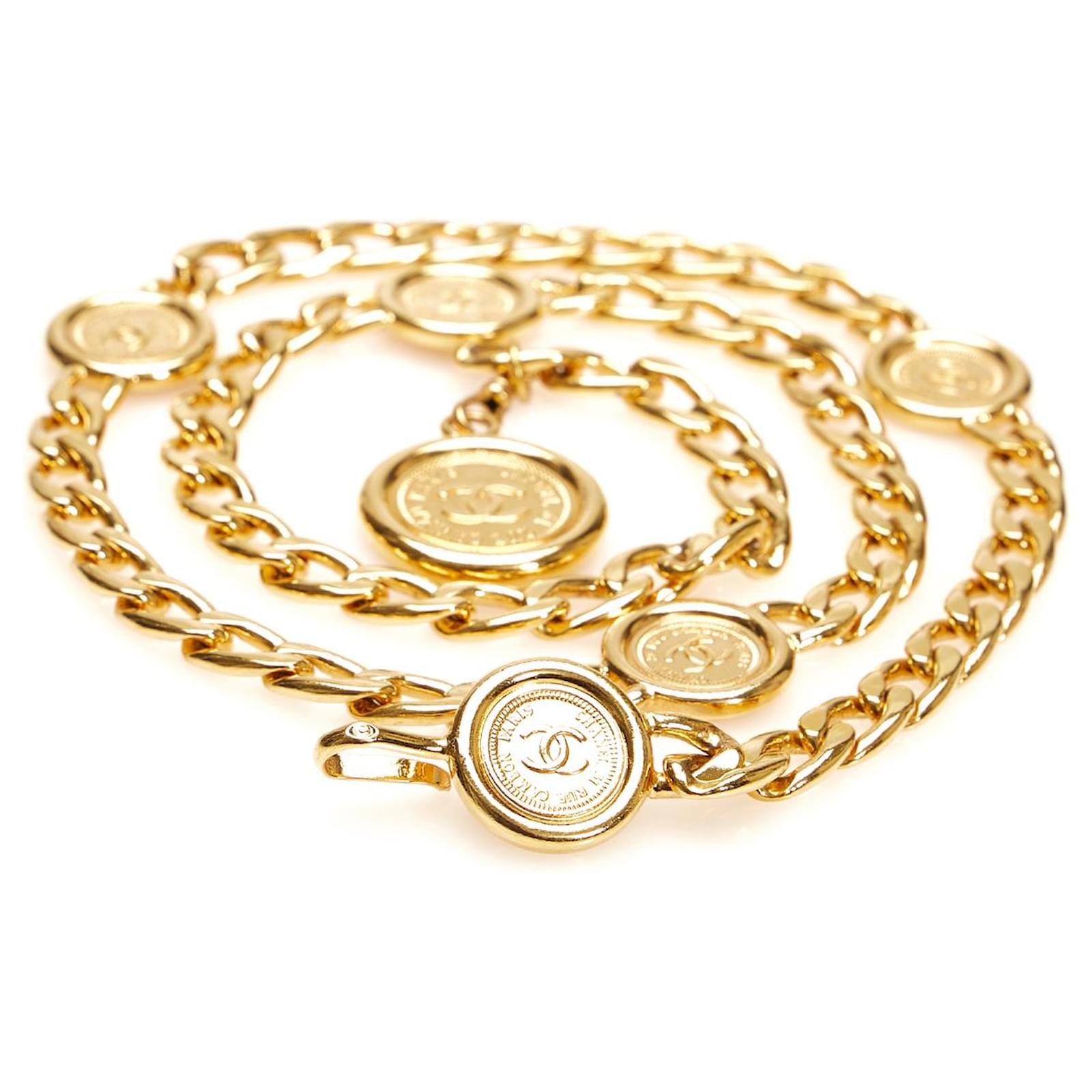 Chanel Gold Medallion Chain Link Belt Golden Metal Goldplated ref