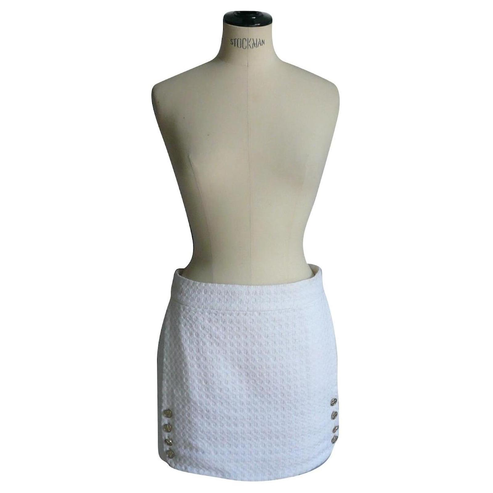 CHANEL – WHITE MINI SKIRT T42 very good condition Cotton ref