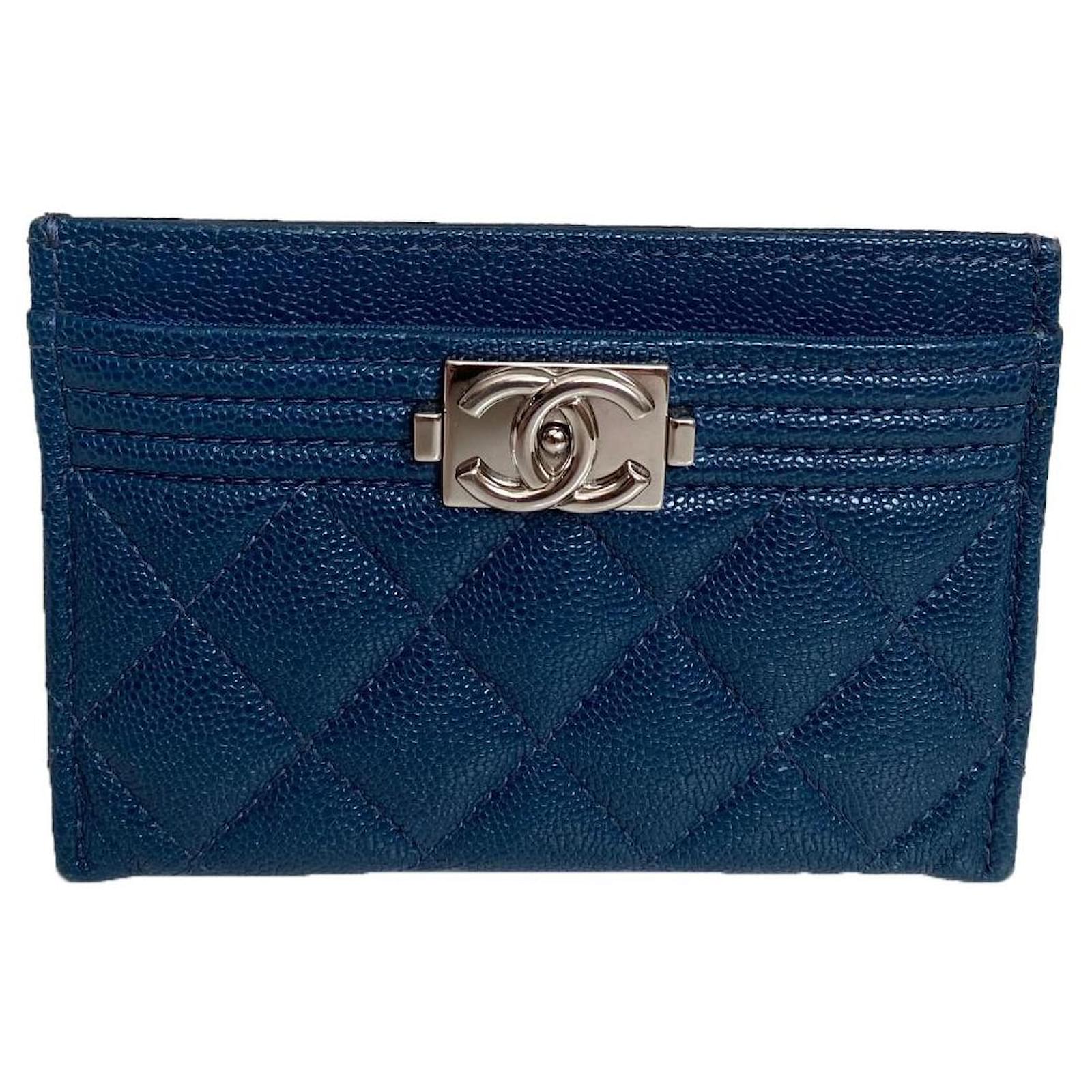 Chanel Mini Card Holder Chain Belt Bag Blue Lambskin Gold Hardware  Coco  Approved Studio