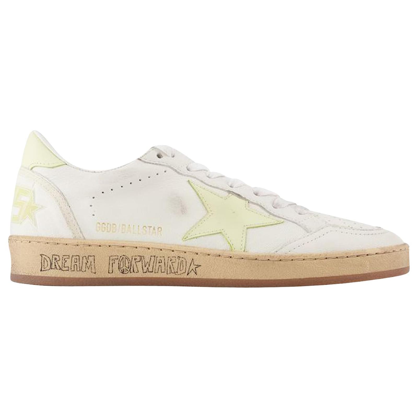 Ball Star Sneakers - Golden Goose - Light Yellow/White - Leather