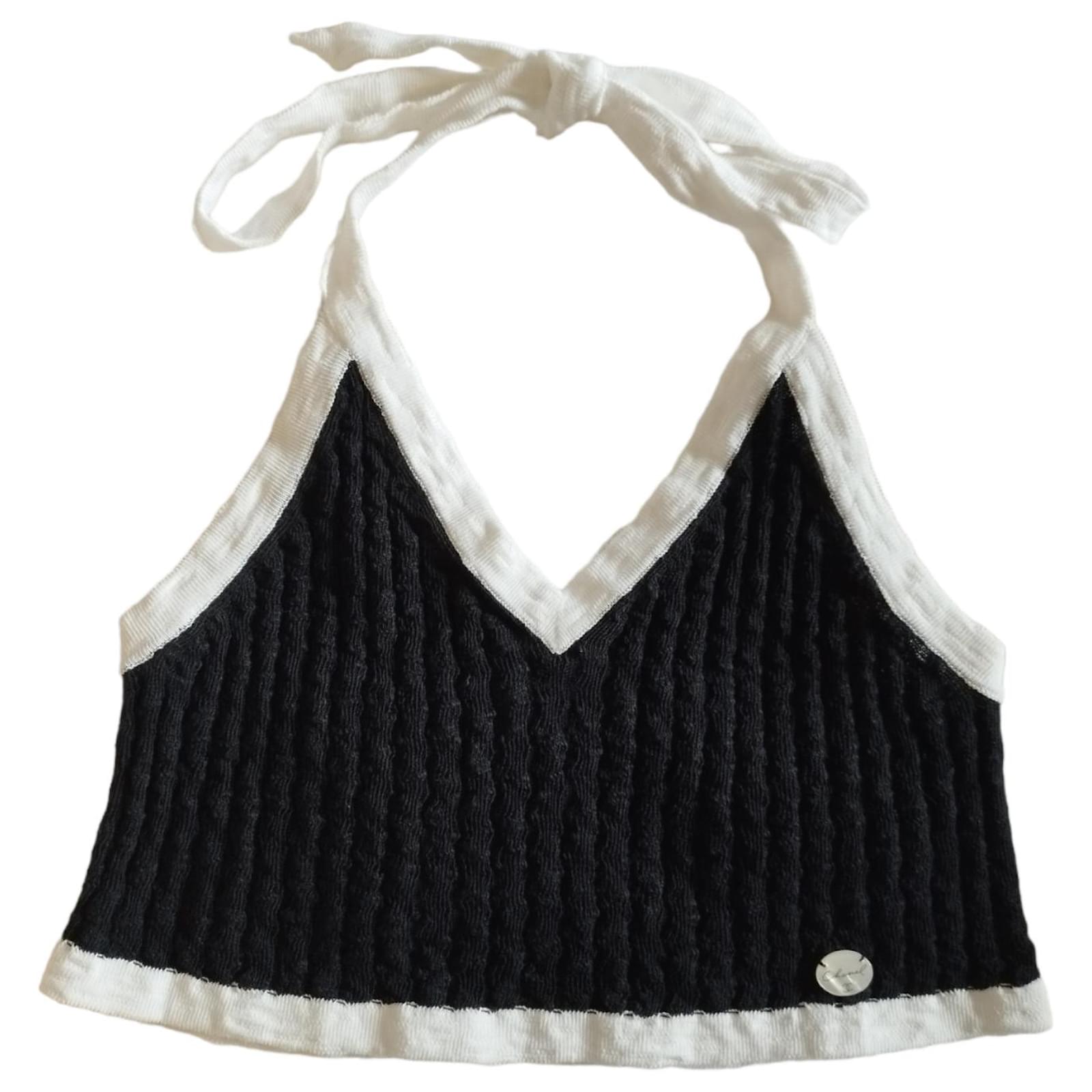 Chanel Black and White Crop Top Cruise Collection 2022 Cotton ref.847633 -  Joli Closet