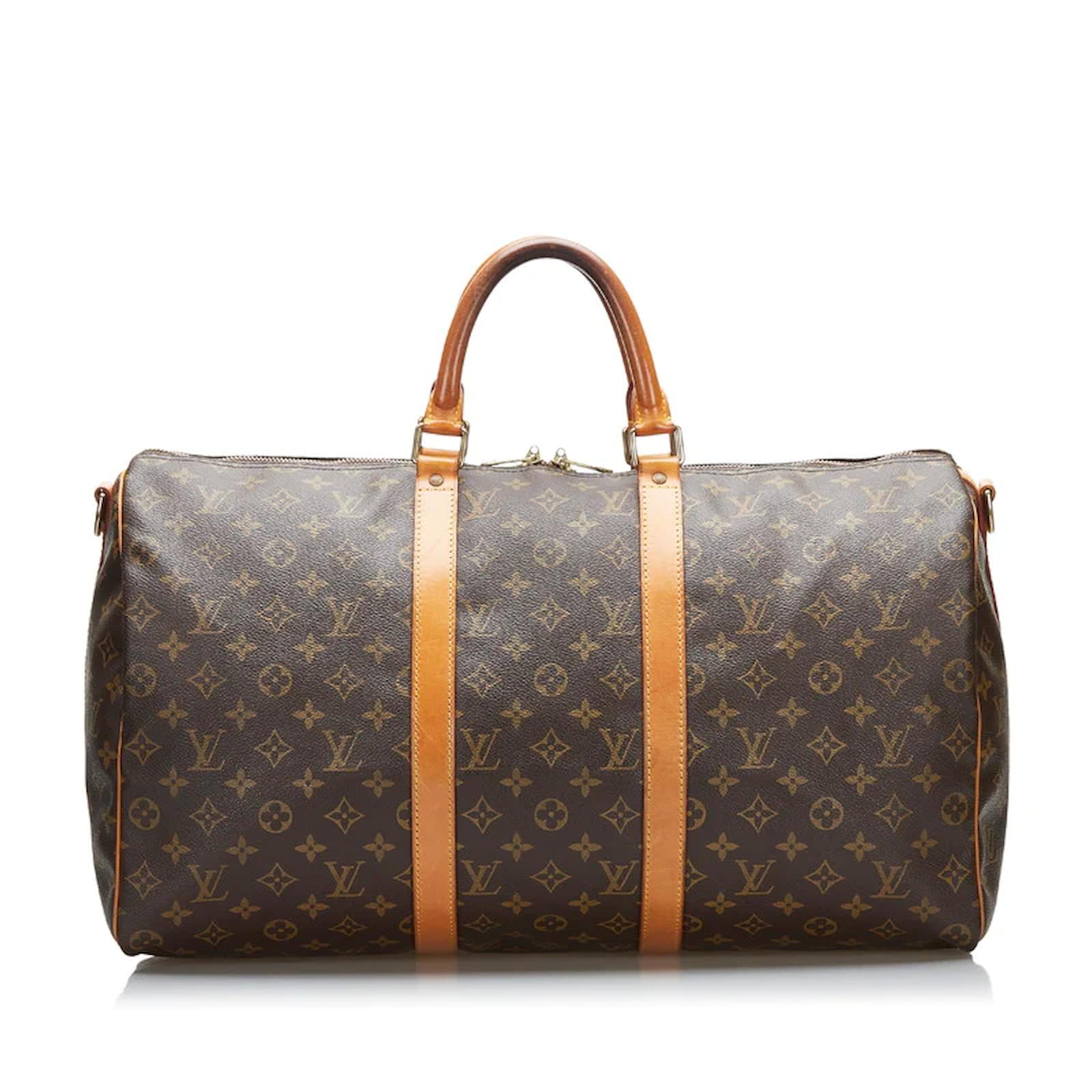 Louis Vuitton Monogram Keepall 50 Bandouliere M41416 Brown Cloth