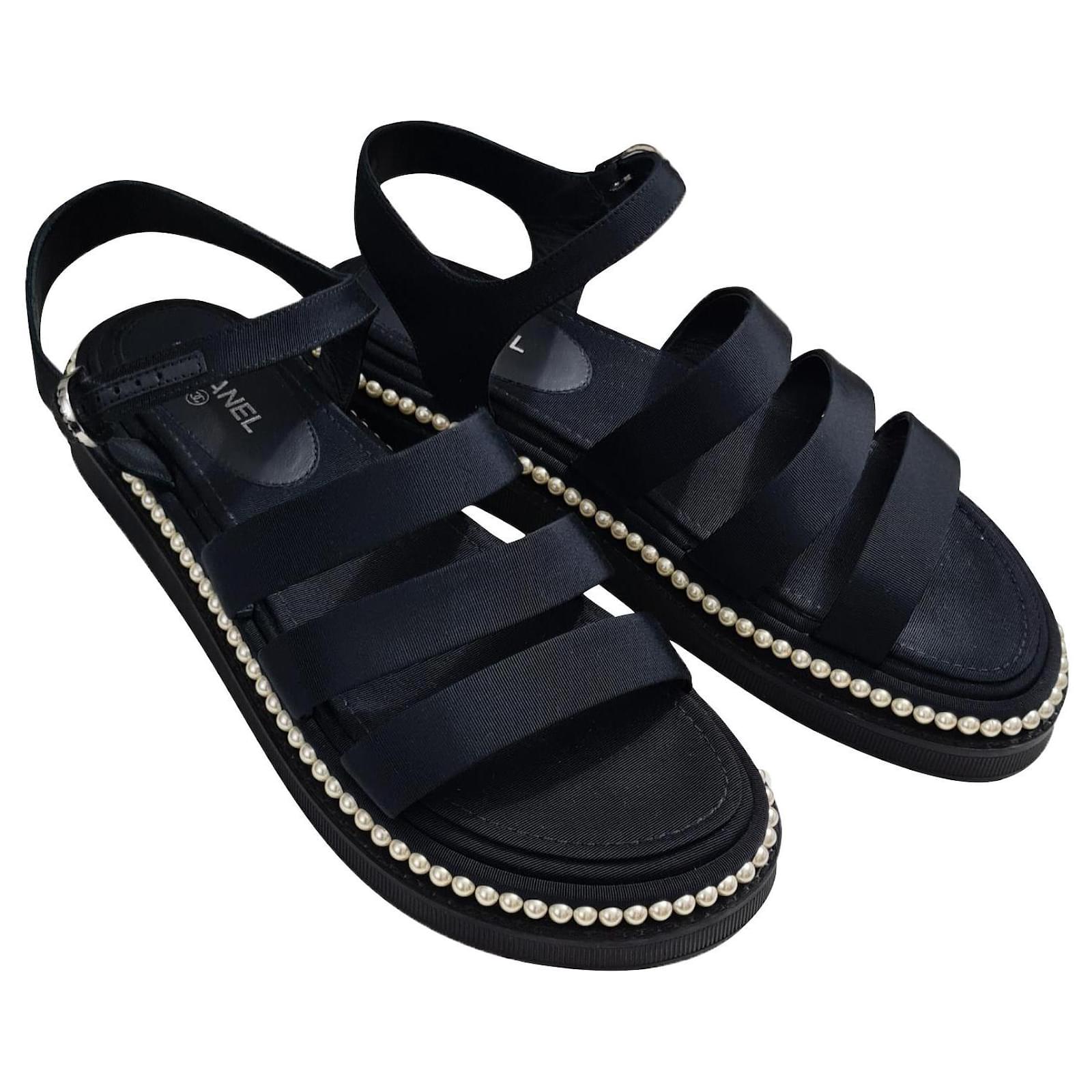 Black best sale cloth sandals