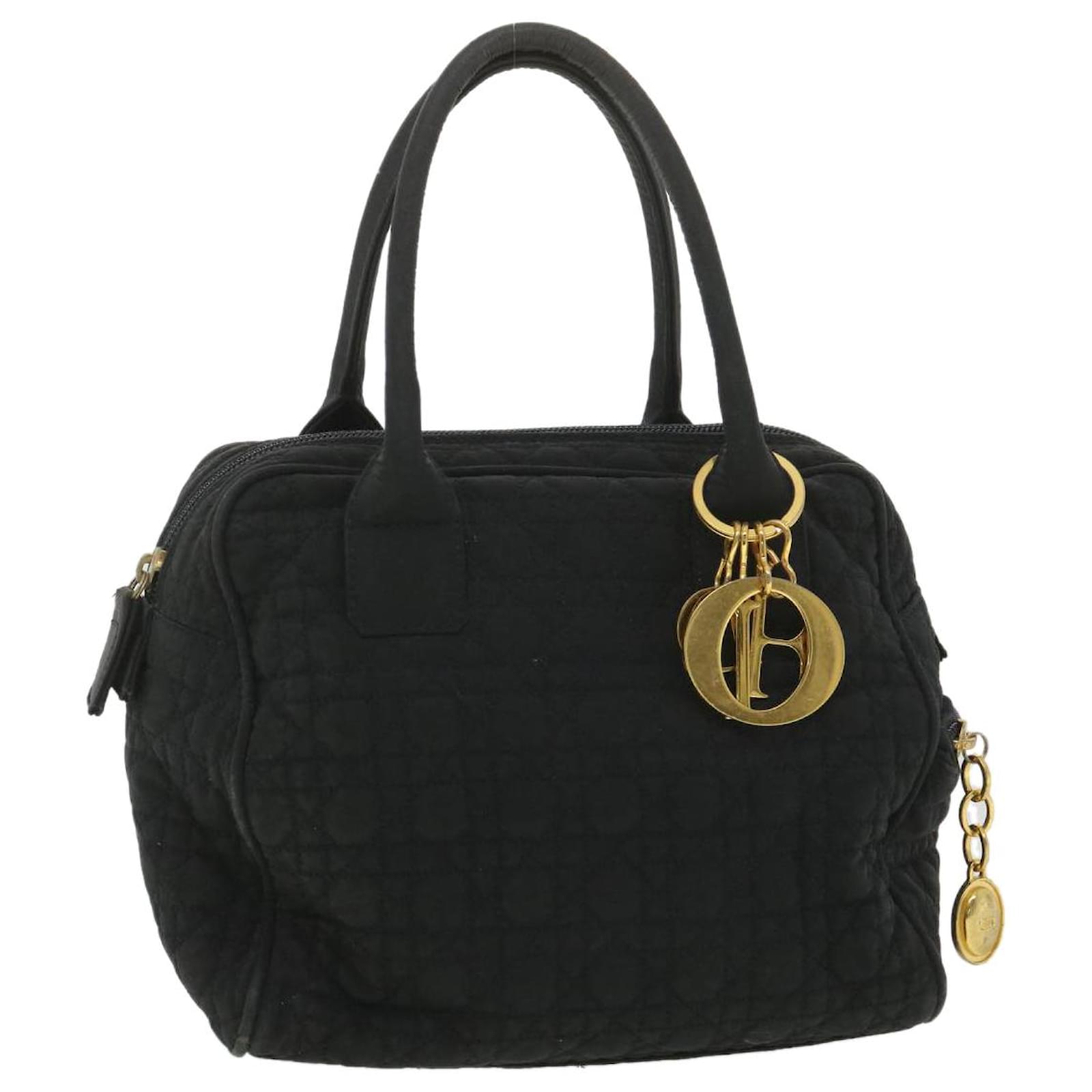 Christian Dior Lady Dior Canage Hand Bag Nylon Black Auth bs4322 ref