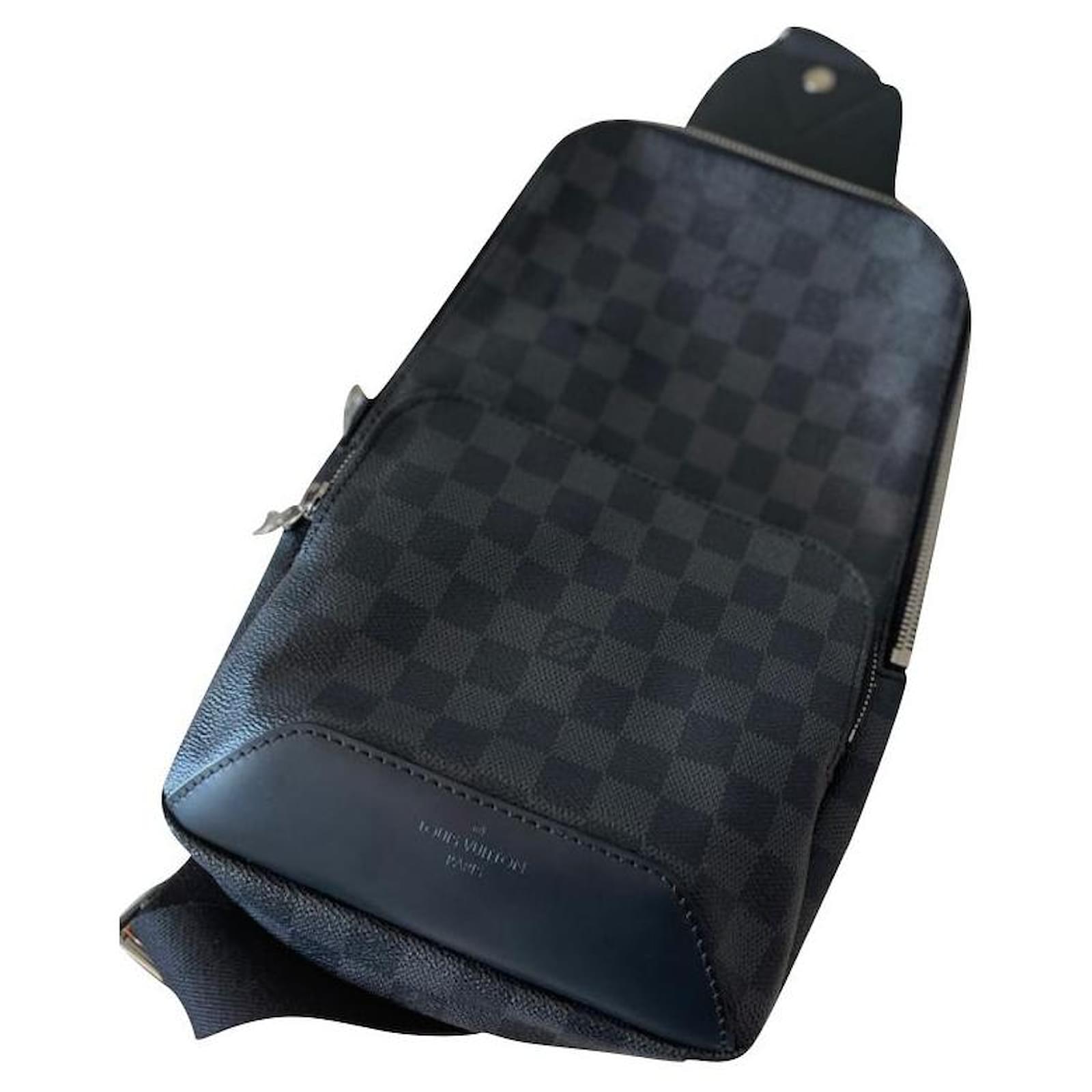 Louis Vuitton Gray checkerboard sling bag Dark grey Patent leather  ref.848633 - Joli Closet