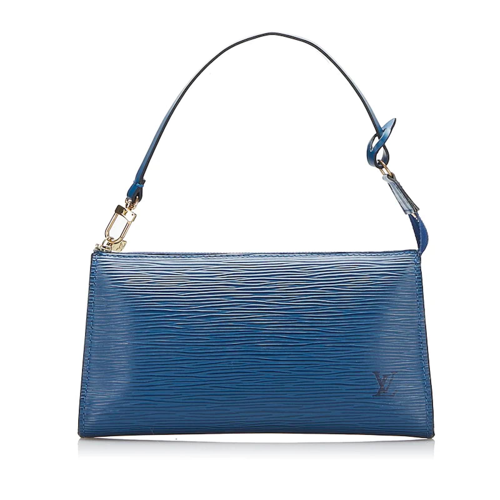 Louis Vuitton Epi Pochette Accessoires M52945 Blue Leather Pony-style ...