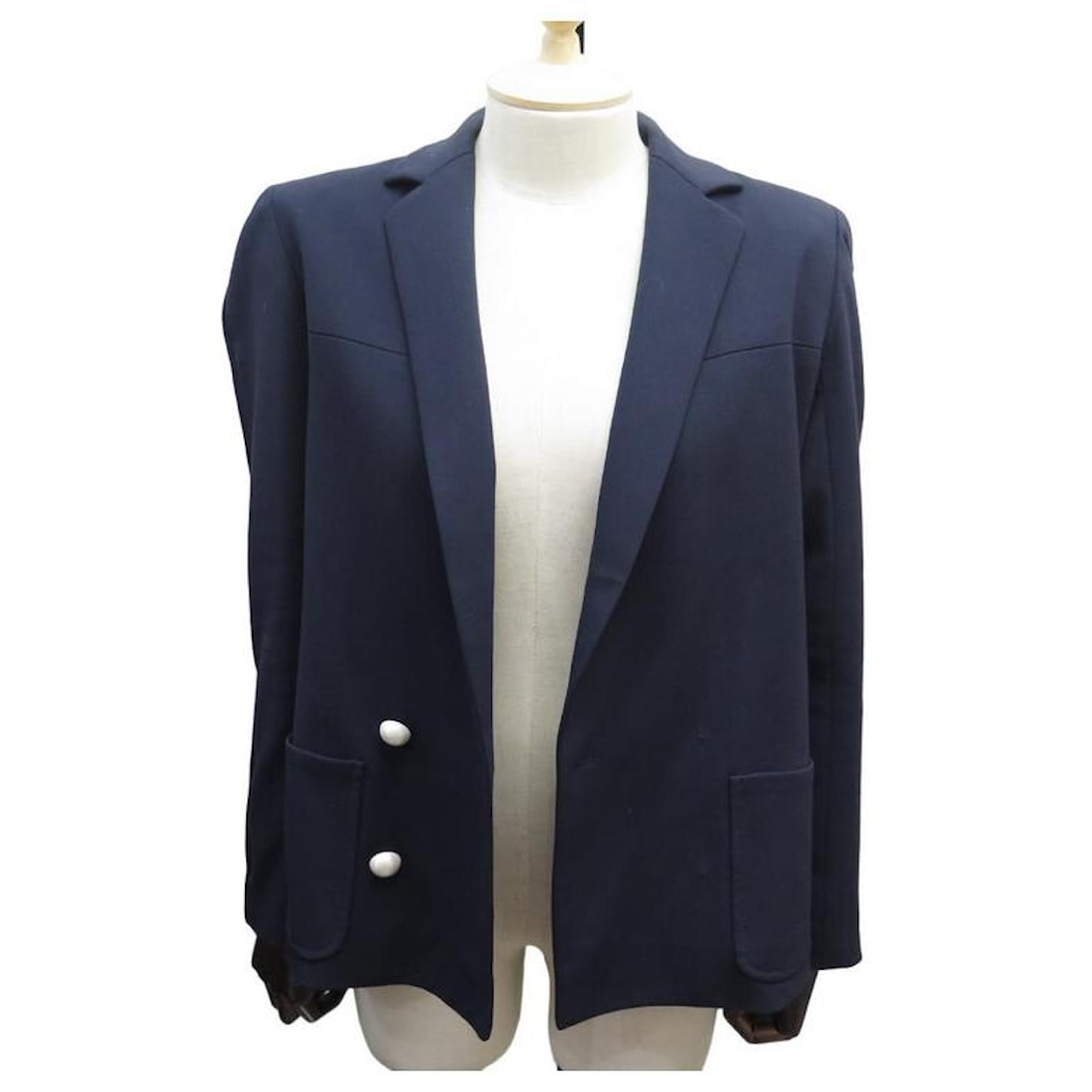 CHANEL TAILORED JACKET 40 M NAVY BLUE VISCOSE TAILLORED BLUE JACKET ...