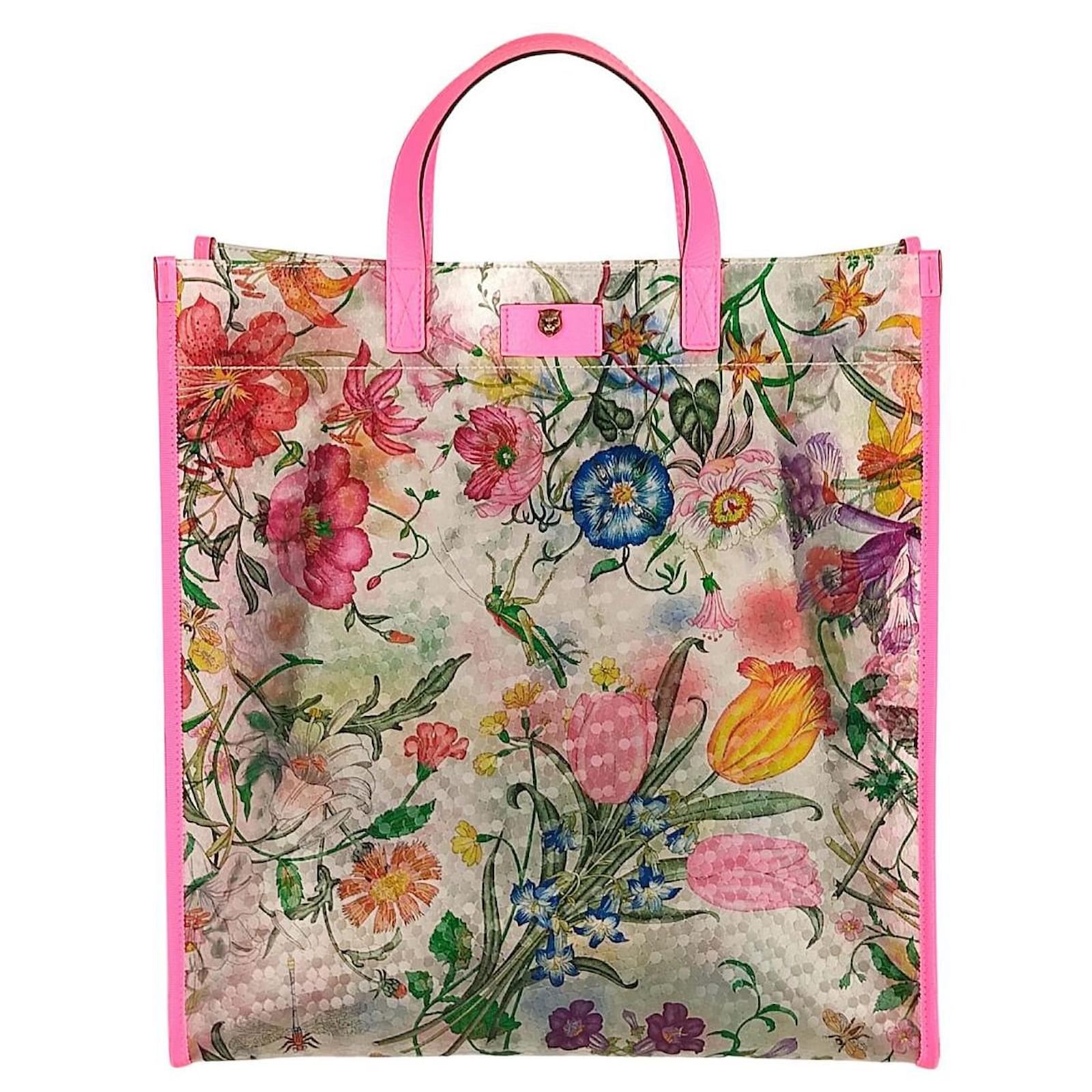 Bolso de mano modelo tote Gucci en PVC con estampado Flora
