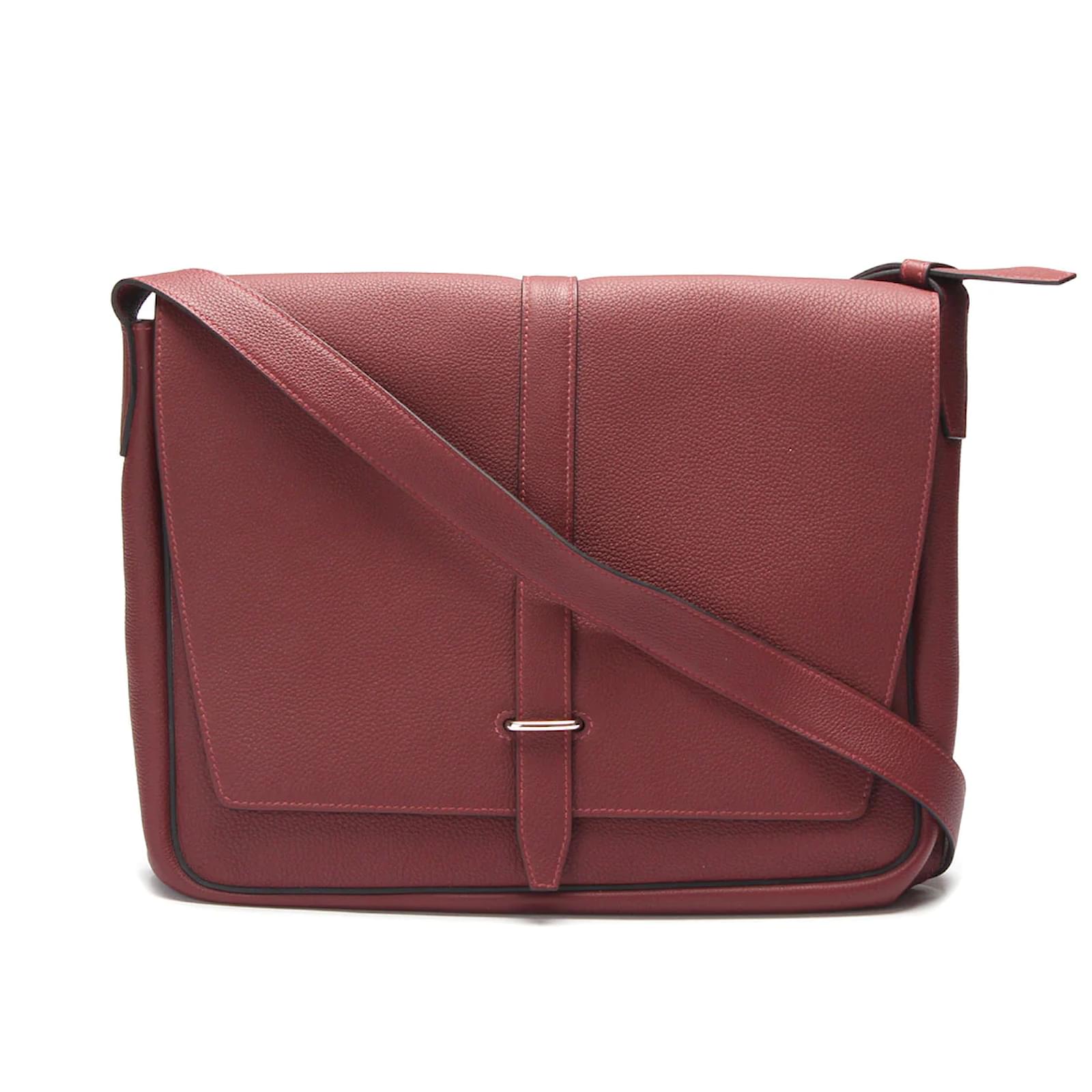 Hermès Clemence Steve Light Messenger Bag Red Leather Pony-style ...