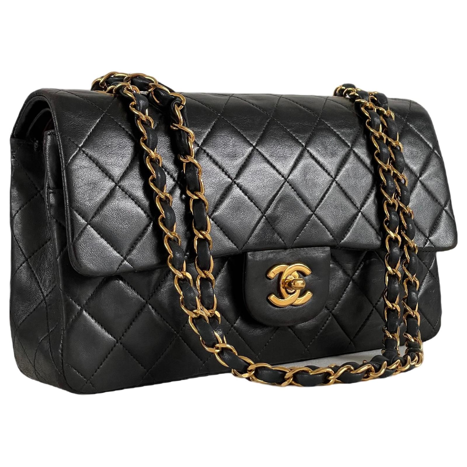 Chanel lined flap classic timeless GHW gold hardware 24K crossbody bag  shoulder lambskin Black Leather ref.850253 - Joli Closet