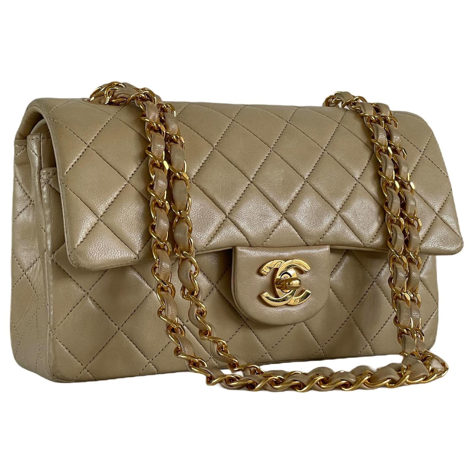 CHANEL Light Beige Quilted Lambskin Mini Flap Bag at 1stDibs