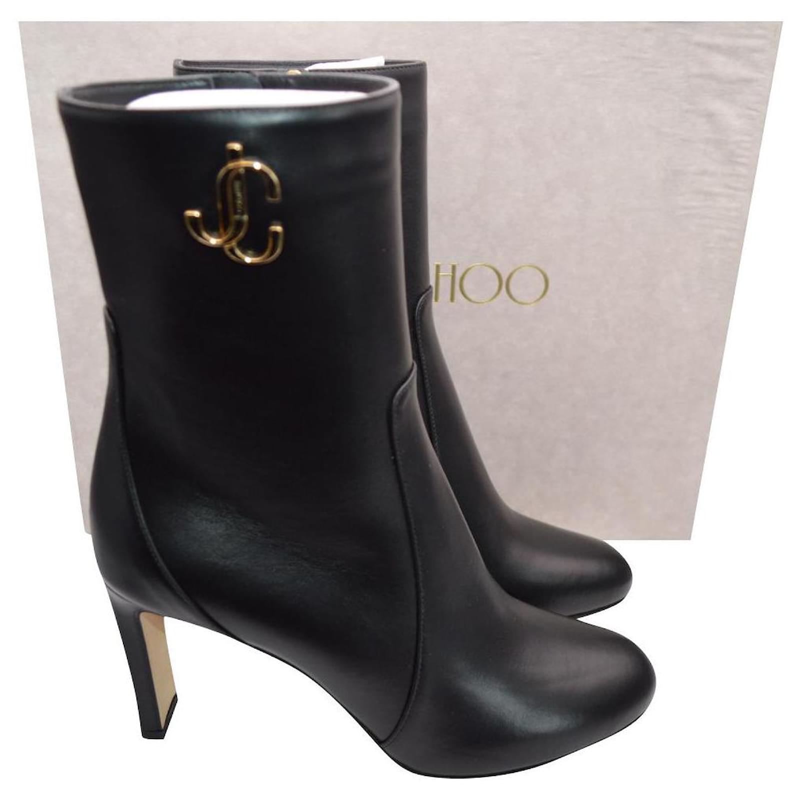 jimmy choo ankle boots 38 eu new Black Leather ref.850448 - Joli