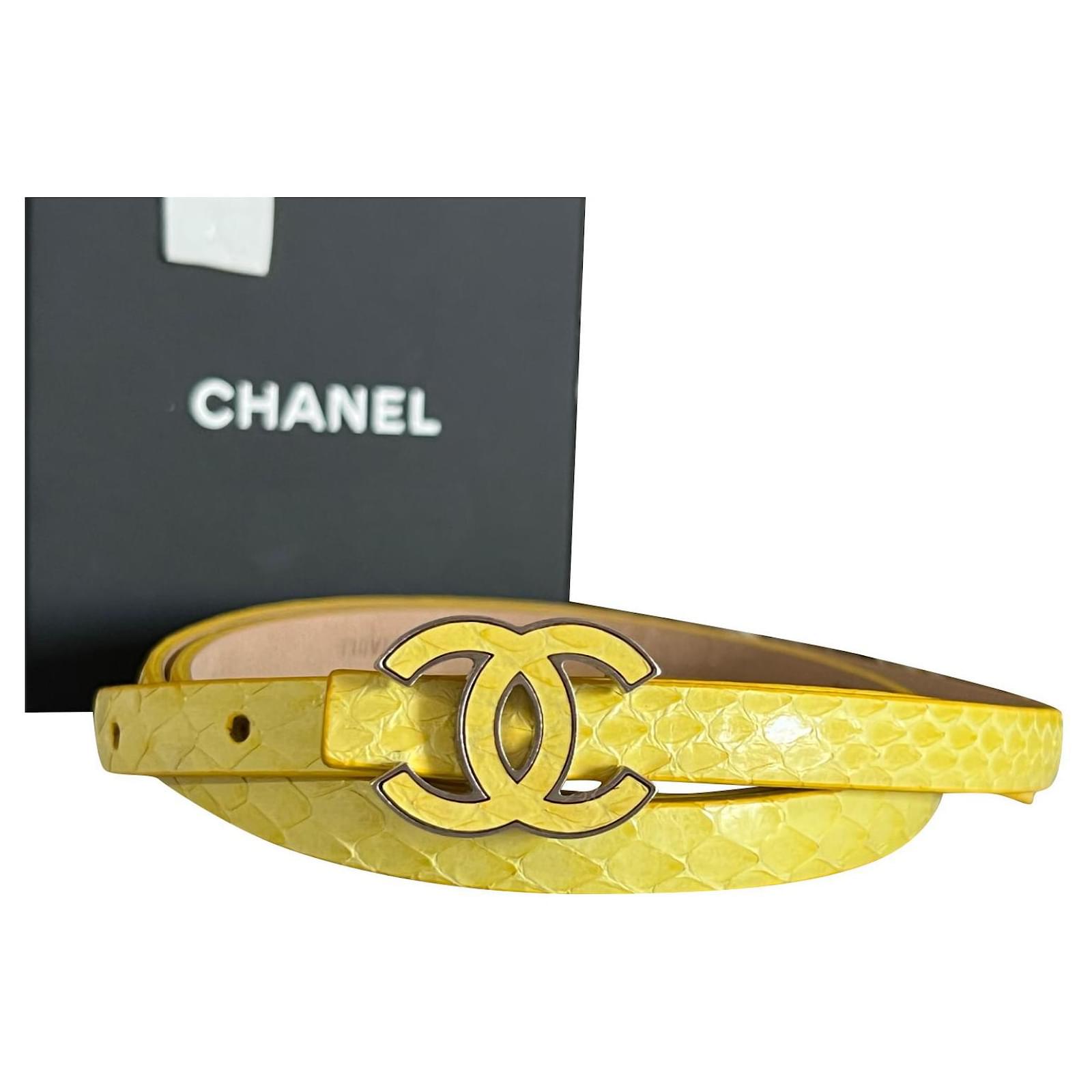 Chanel CC Python Belt Yellow - Joli Closet