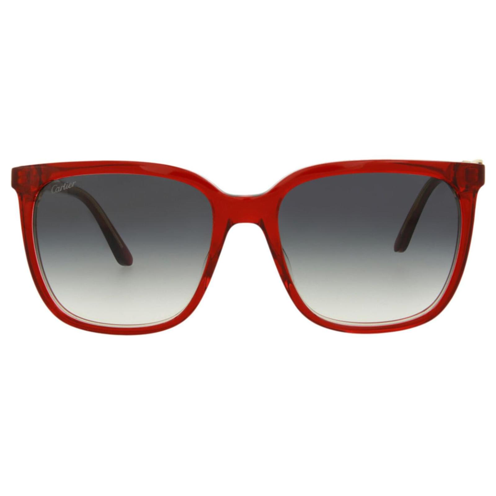 Cartier Square Frame Acetate Sunglasses Red Cellulose Fibre Ref851712 Joli Closet