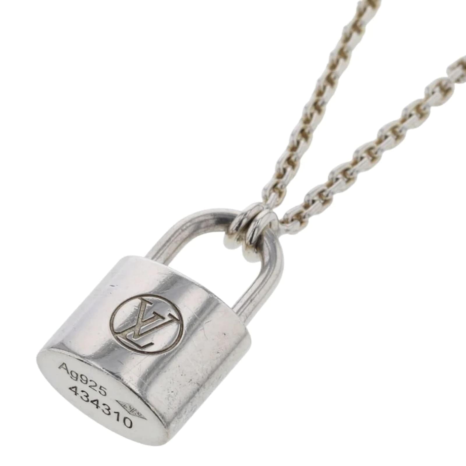 Silver Louis Vuitton Lock Necklace