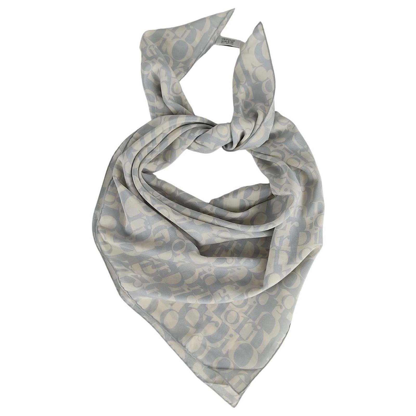 Christian Dior light blue monogram silk scarf 88 x 88 ref.853002 - Joli  Closet