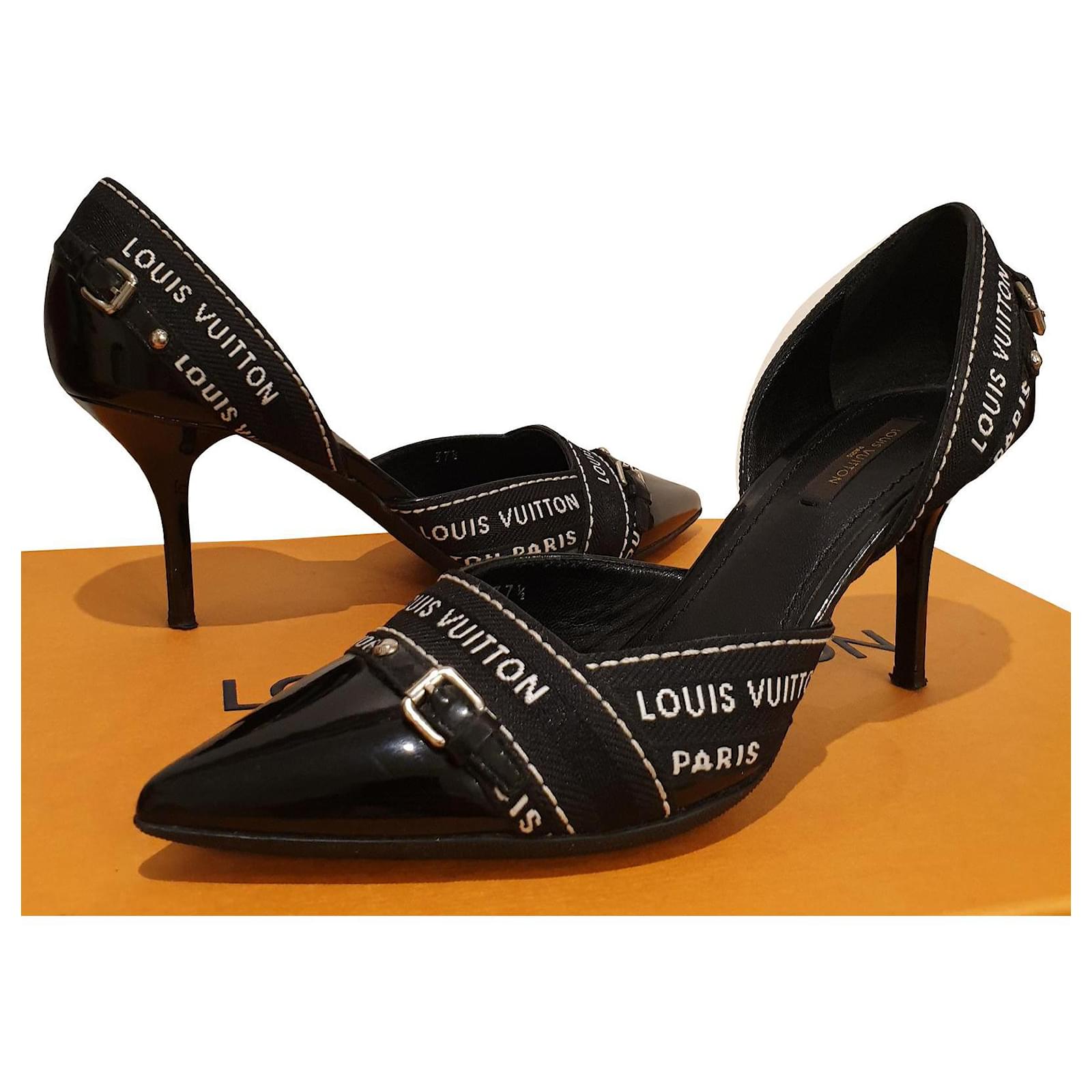 stiletto louis vuitton black heels