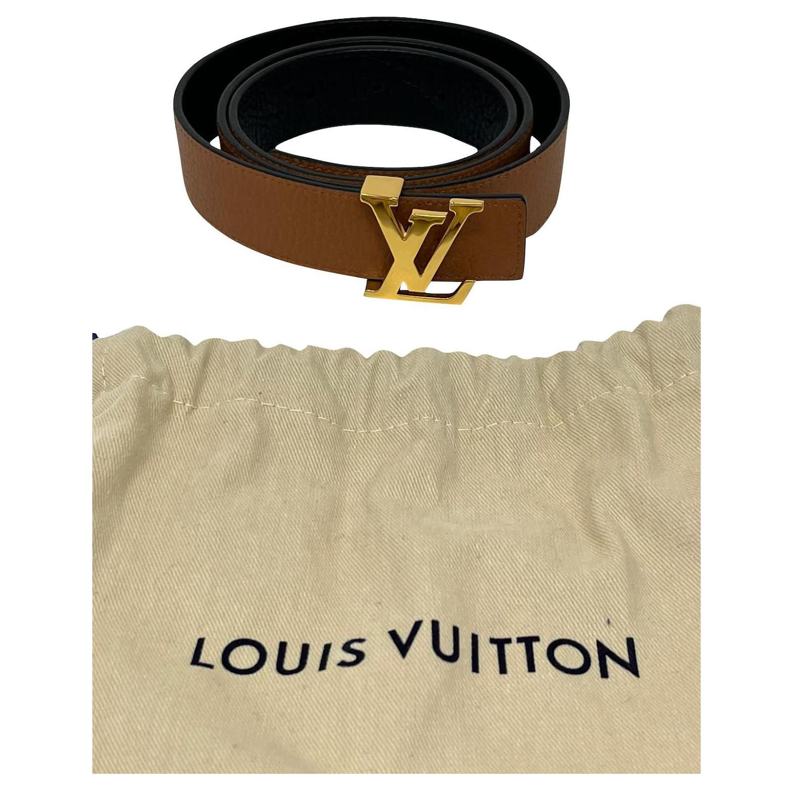 Louis Vuitton Ceinture LV Initiales 30 MM RÉVERSIBLE Cuir Noir Marron clair  ref.853827 - Joli Closet