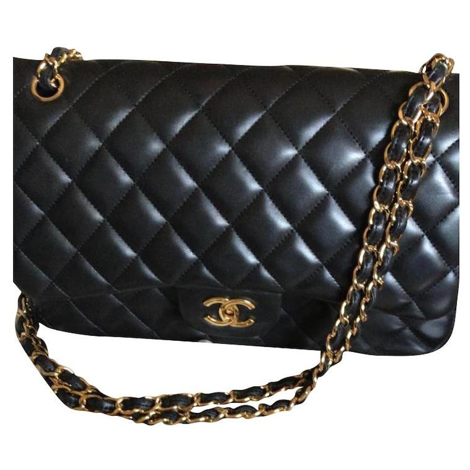 Chanel JUMBO Black Quilted Lambskin Leather Timeless Classic lined Flap Bag  with GOLD Hardware ref.853992 - Joli Closet