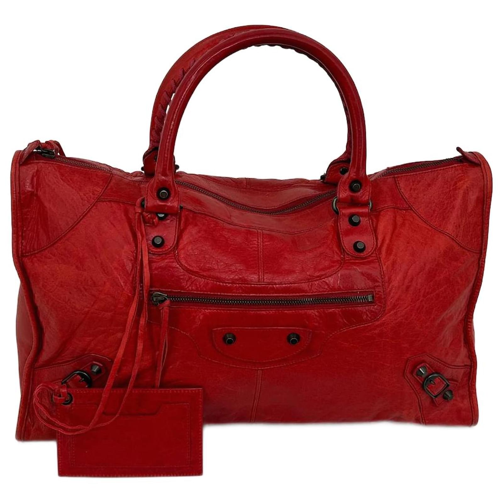 Red Leather Balenciaga Weekender Pink ref.854025 - Joli Closet