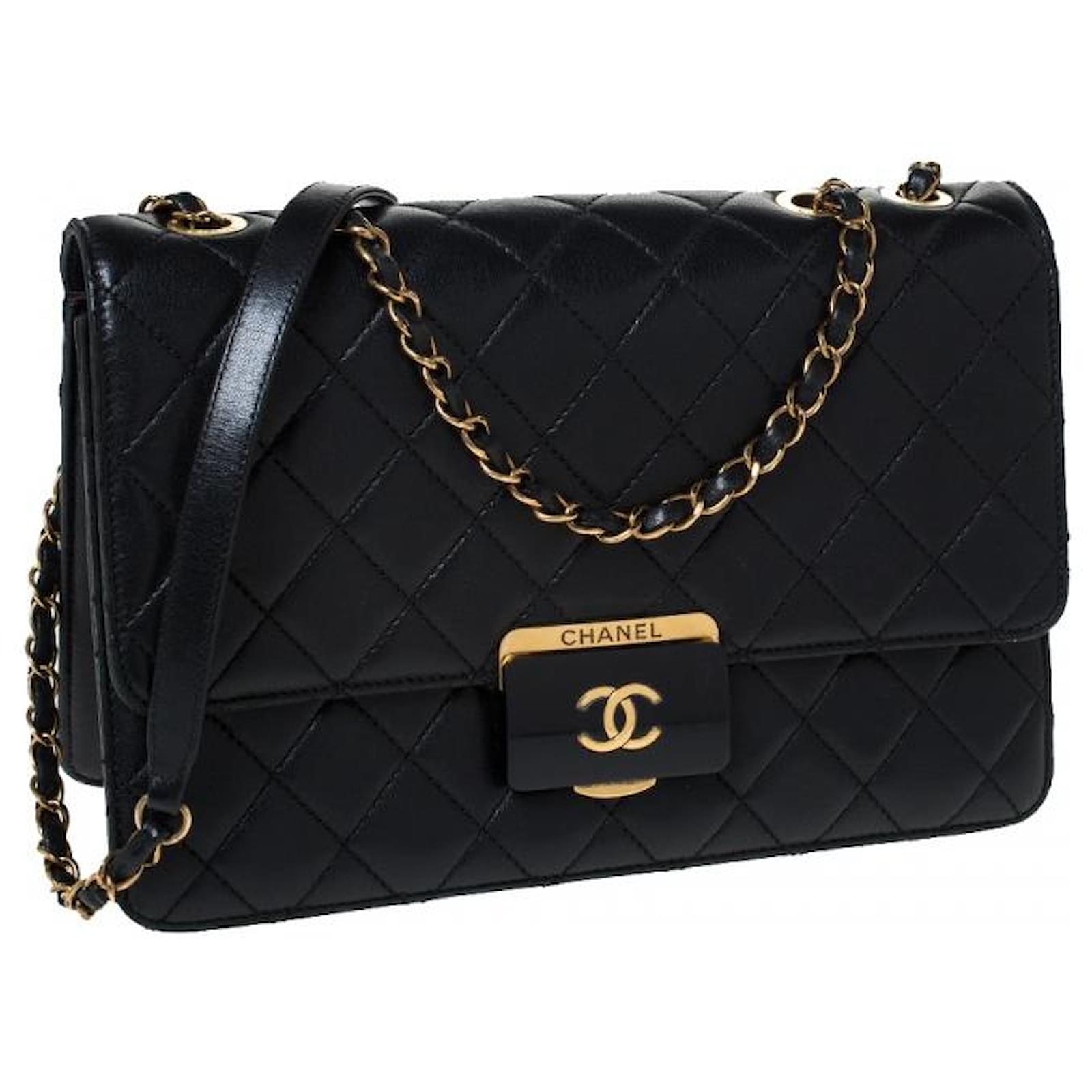 CHANEL Classic Black Quilted Calfskin Big CC 2 Way Silver Chain Maxi Flap  Bag