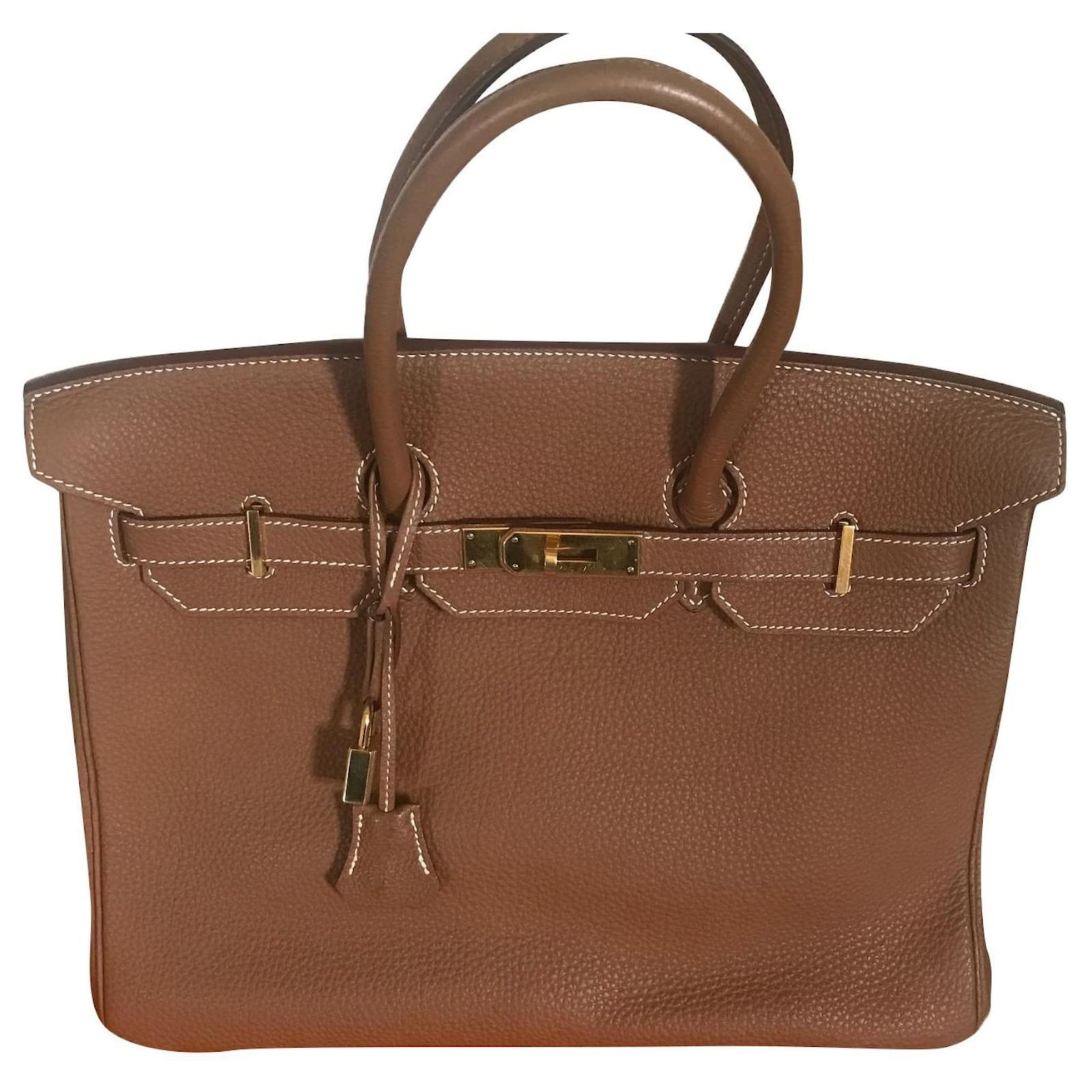 Hermes Birkin 35 Gold Togo Gold Hardware Handbag Purse in Box