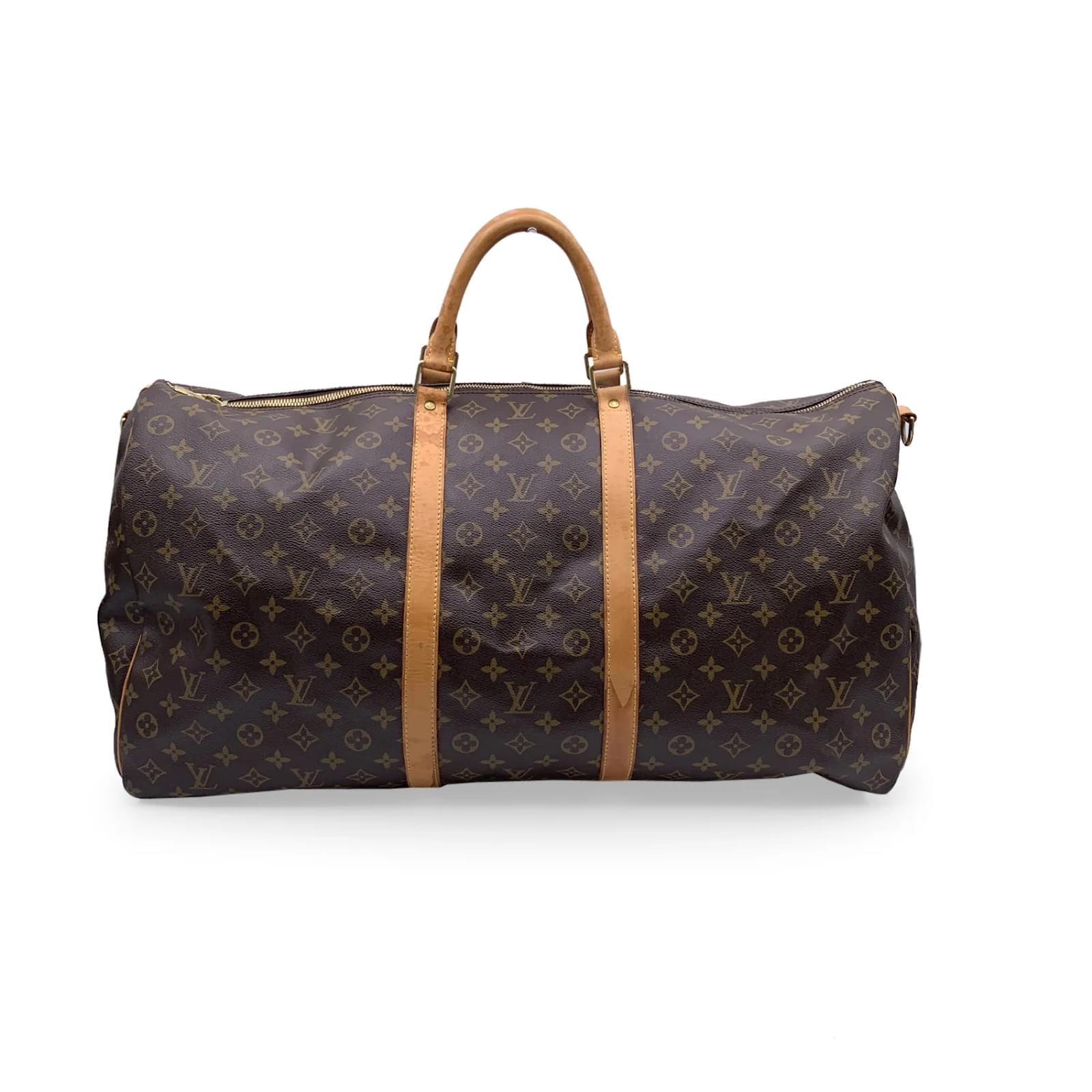USED Louis Vuitton Black Epi Leather Keepall 55 Travel Duffle Bag AUTHENTIC