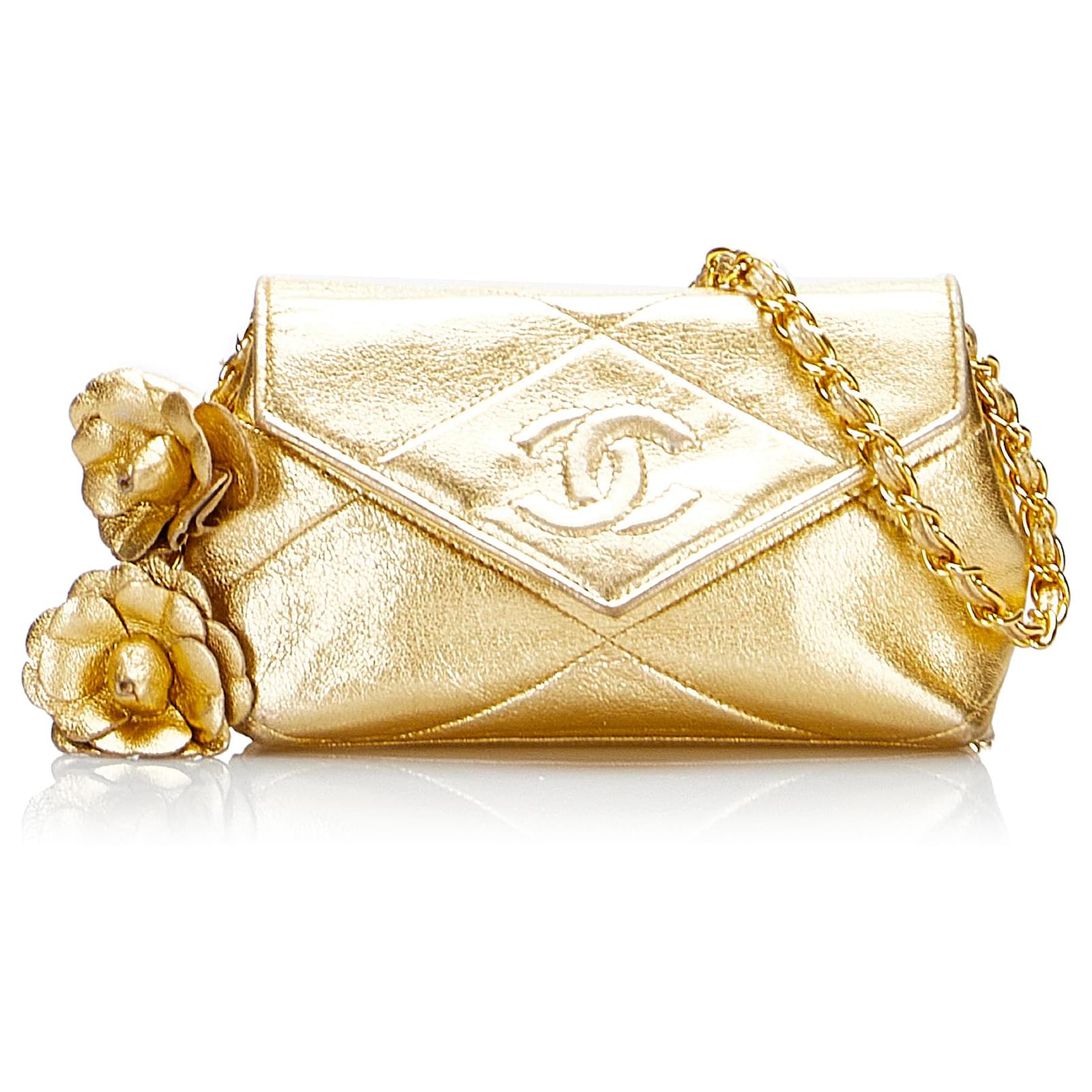 CHANEL Matelassé 20 Camellia lambskin Chain Shoulder Bag COCO Mark Silver