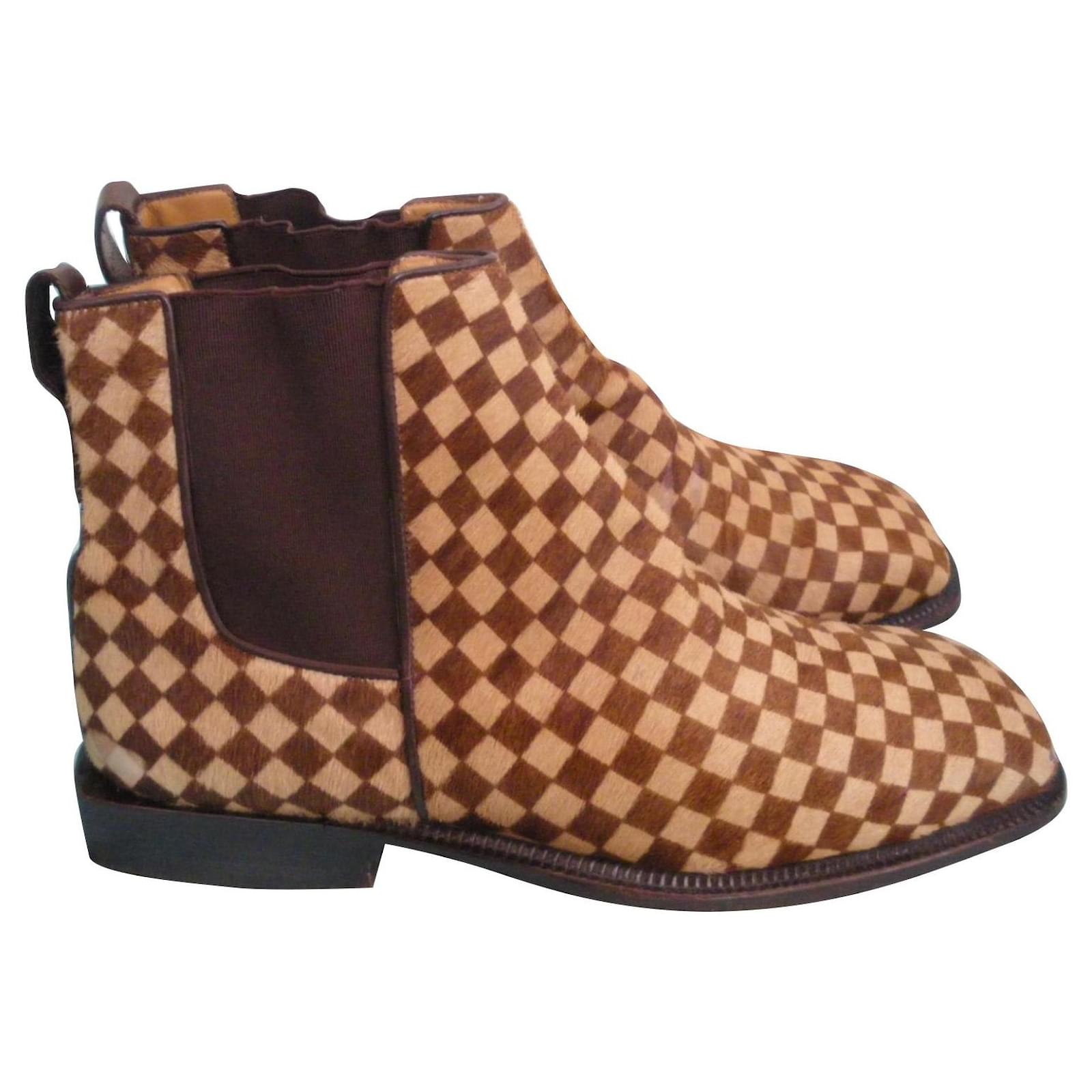 Louis Vuitton boots in damier ebene calf-hair Brown Leather ref