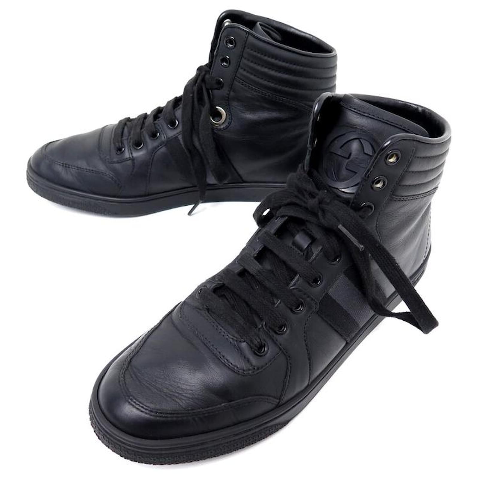 GUCCI SHOES HIGH TOP SNEAKERS SNEAKERS 309555 38.5 IT 39.5 EN LEATHER ...