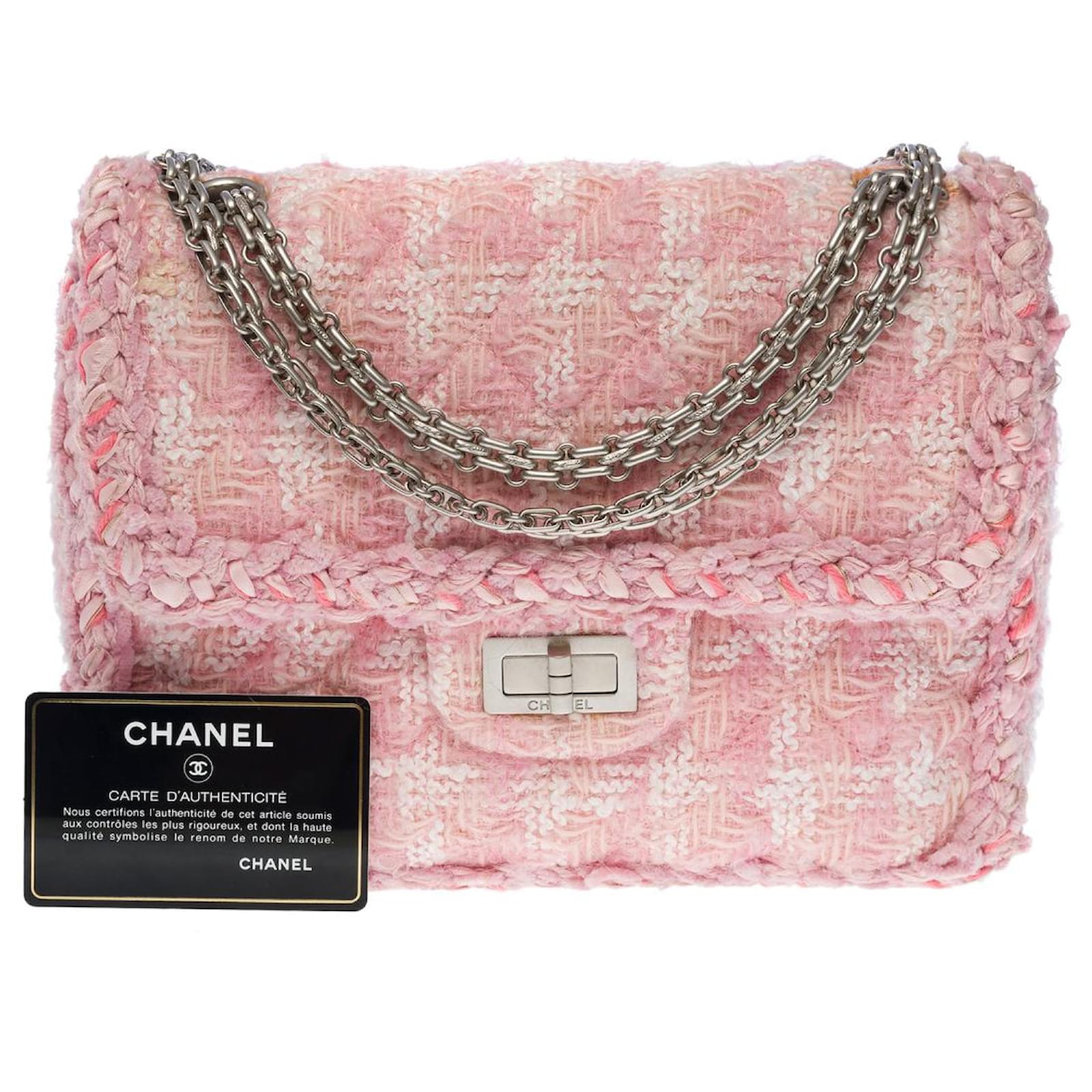 Chanel Timeless Medium Tweed Pink / White