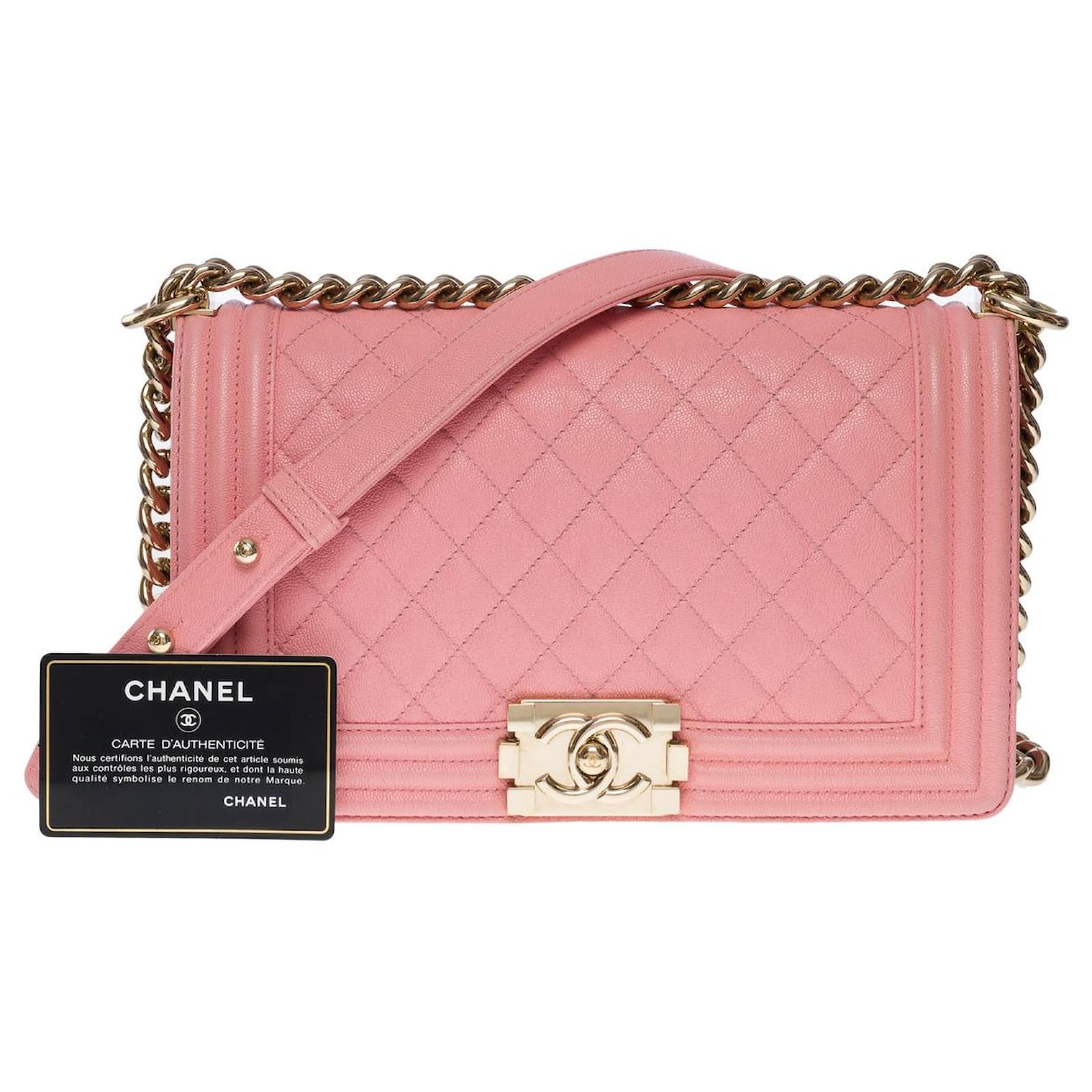 Chanel Pink Quilted Caviar Crossbody Bag