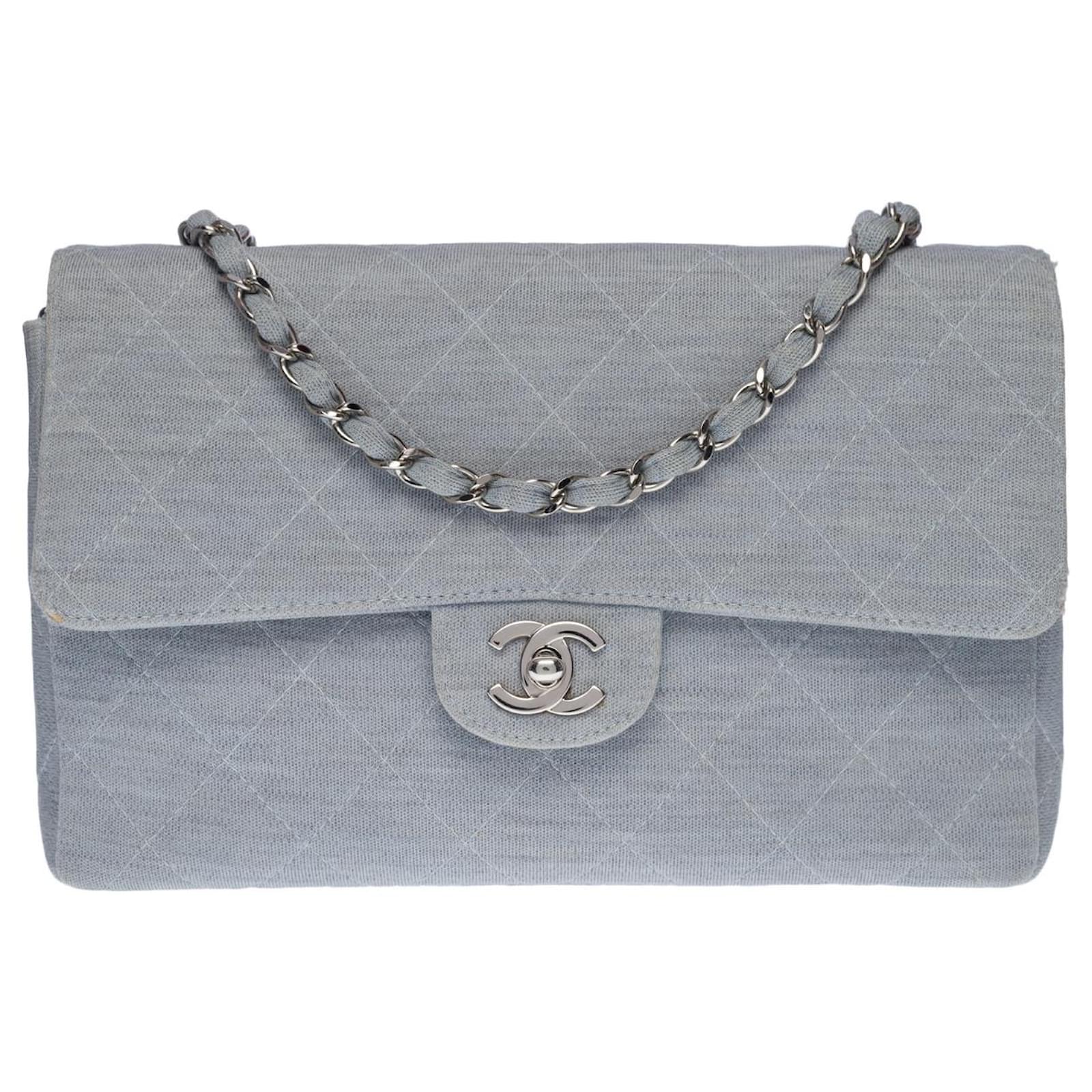 Handbags Chanel Timeless Flap Bag Crossbody Bag in Sky Blue JERSEY-100444