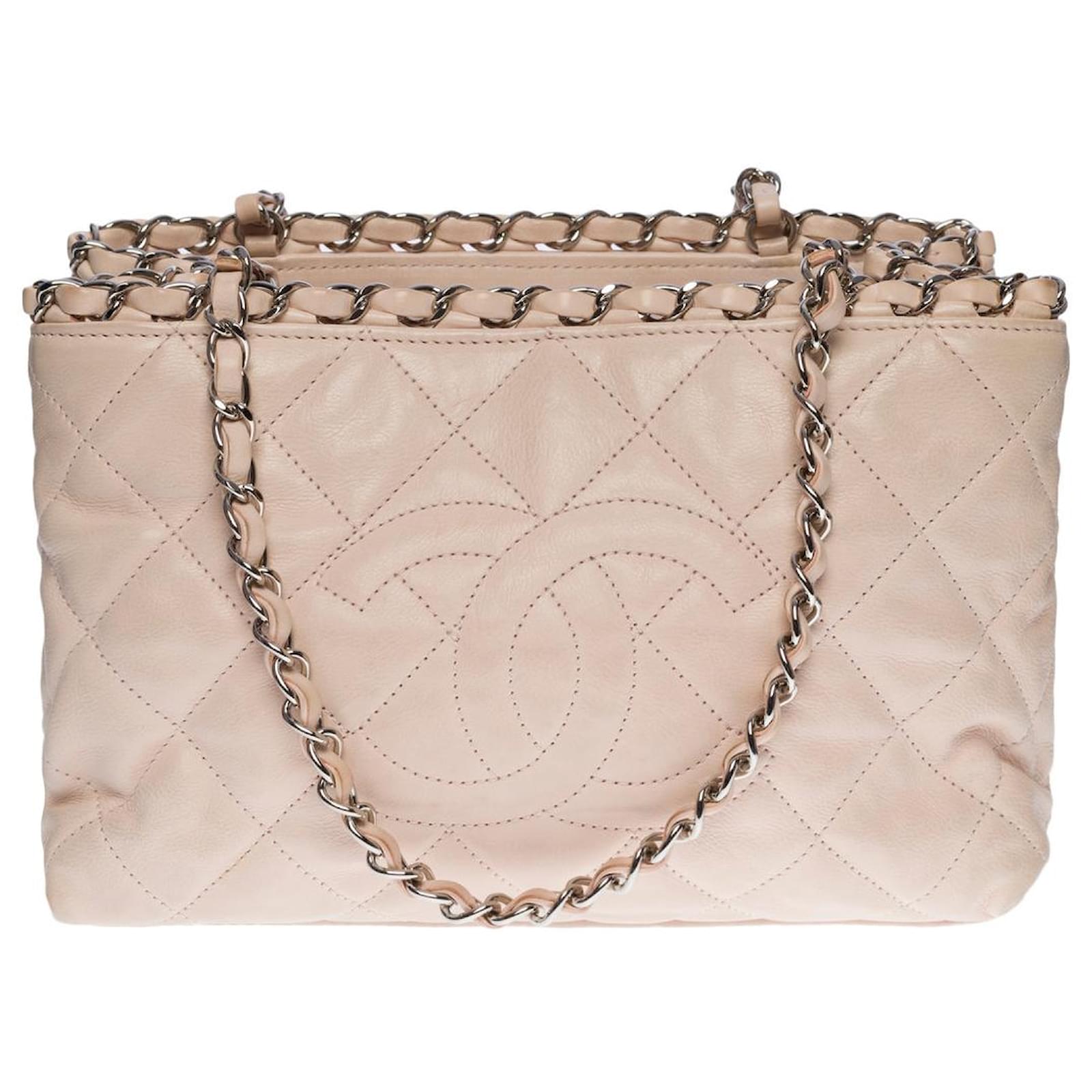 Handbags Chanel Chanel Mini Tote Bag in Powder Pink Quilted Lamb Leather -100421