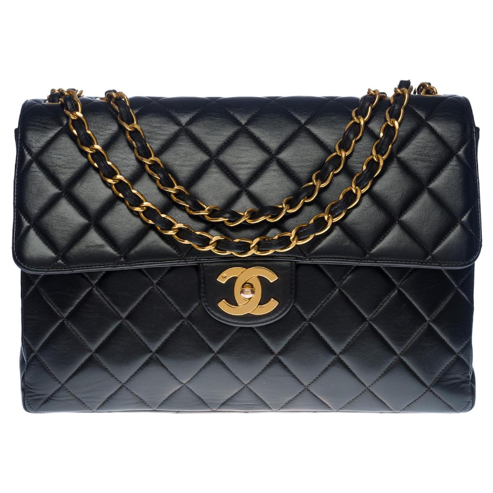 EXCEPTIONAL CHANEL TIMELESS JUMBO SINGLE FLAP BAG CROSSBODY BAG IN BLACK  QUILTED LAMB LEATHER - 100511 ref.855408 - Joli Closet