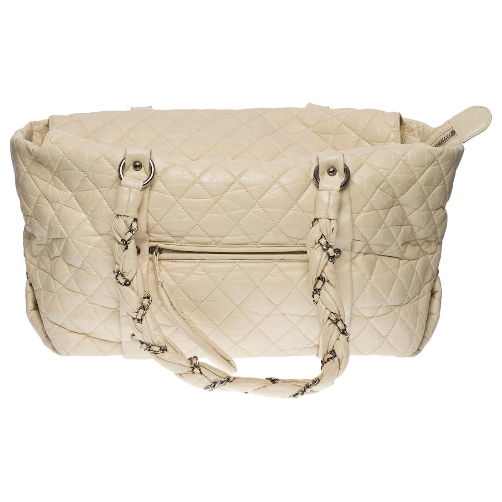 Chanel tote bag xl in ivory quilted leather - 100360 Cream ref.855421 -  Joli Closet