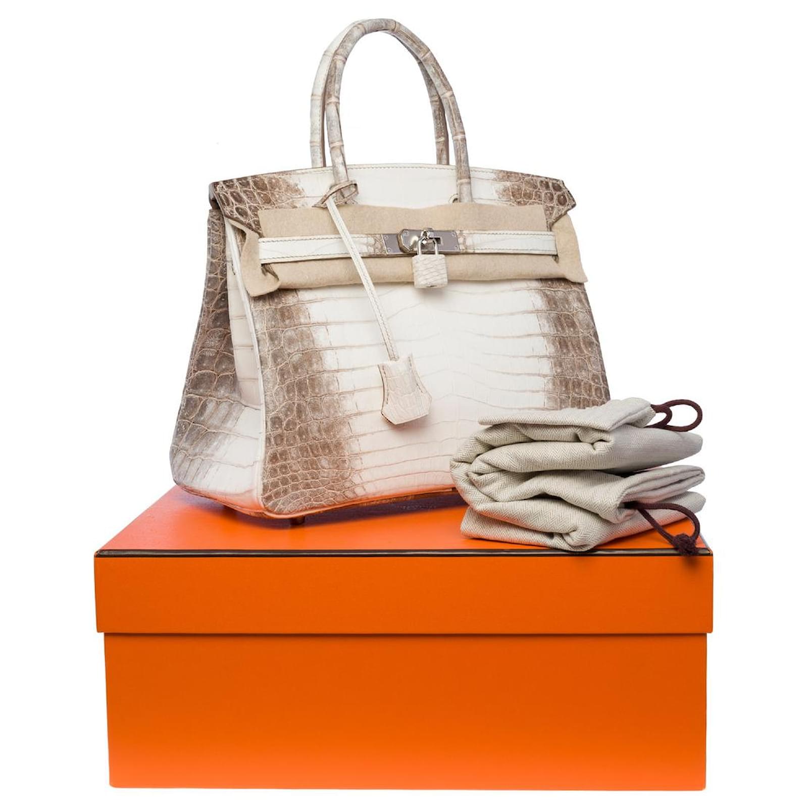 Hermès Birkin handbag 30 himalayas in white niloticus crocodile