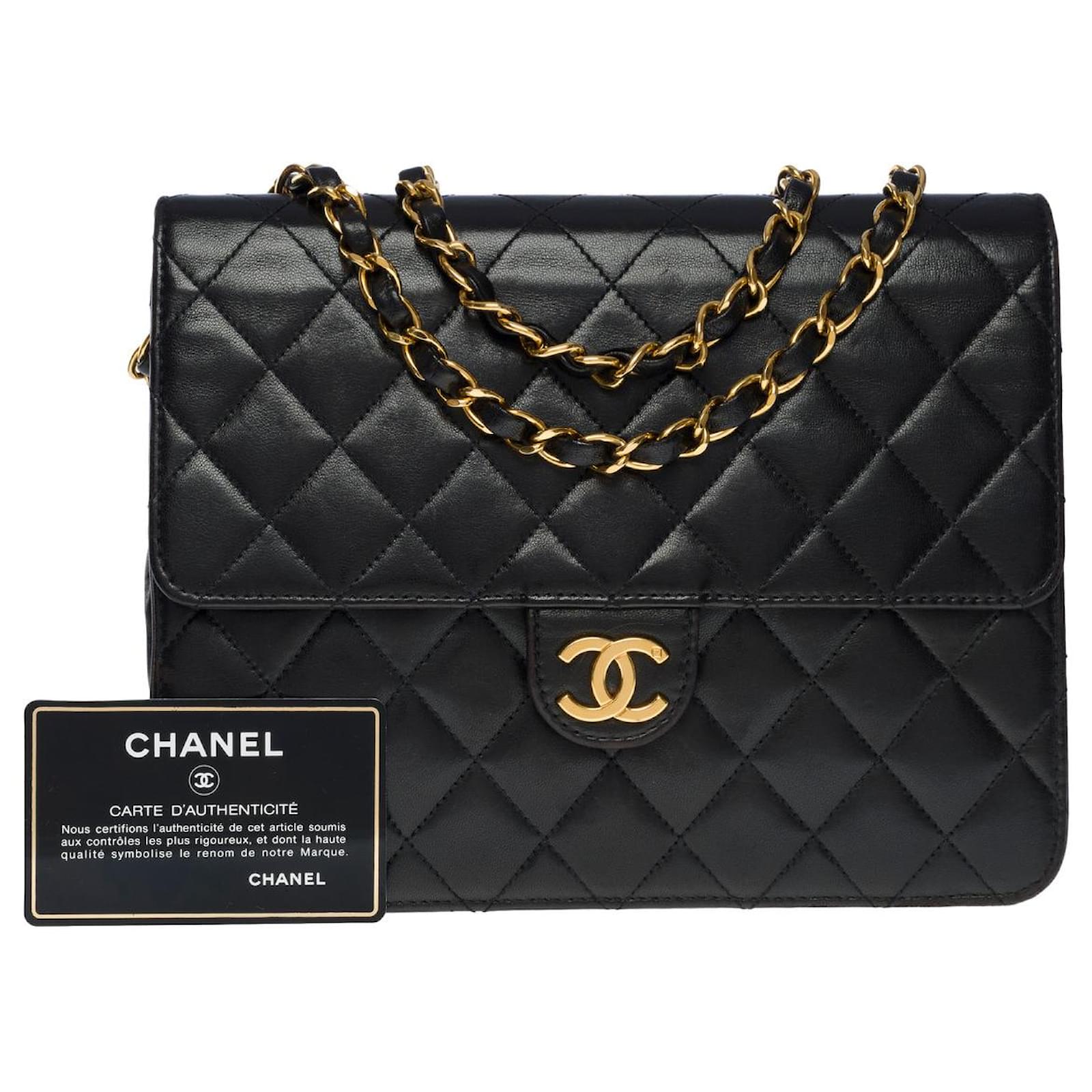 Chanel Classic Flap Runway Square Mini Pearl Crush Black Lambskin Leather  Cross Body Bag #chanel #cross #…