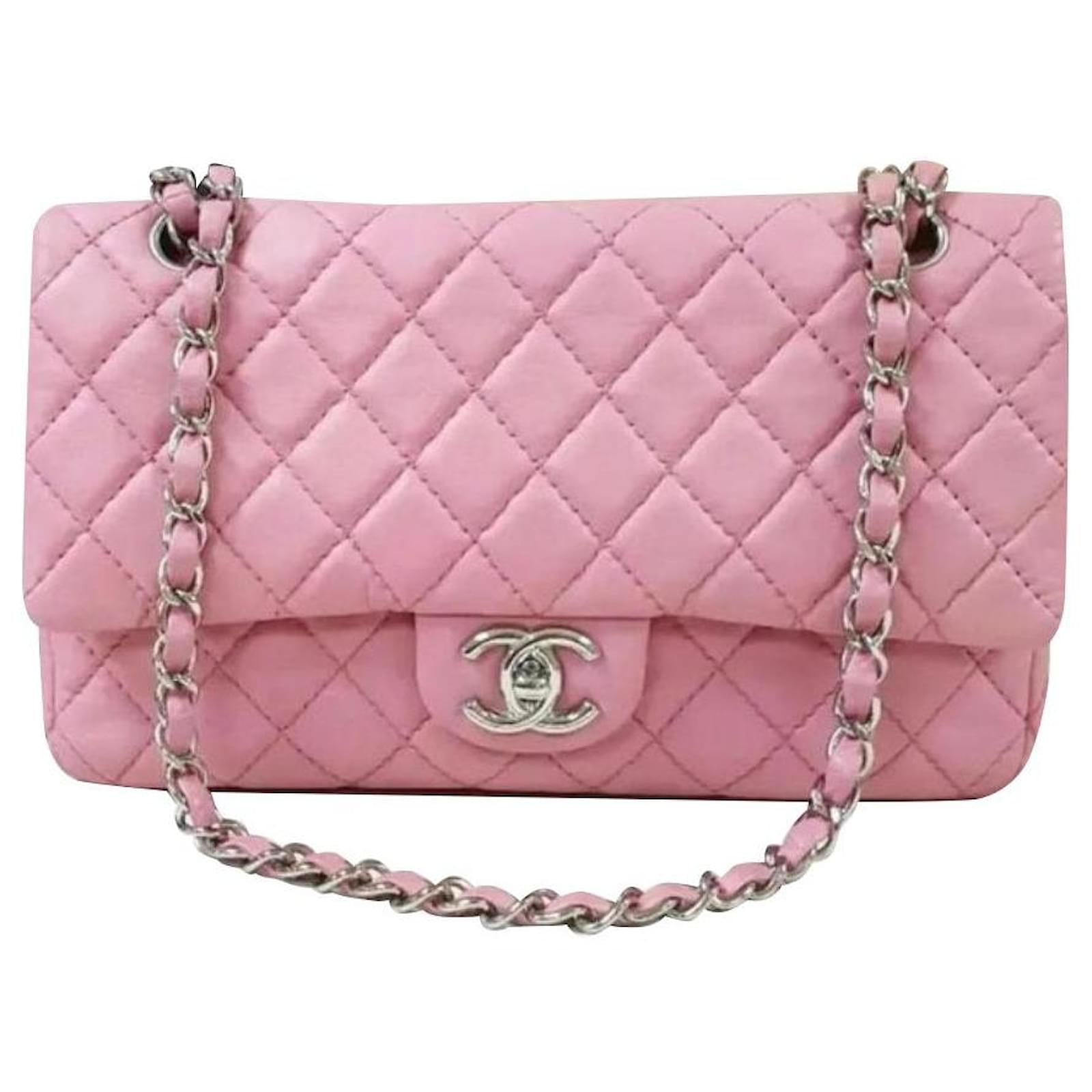 Chanel Vintage Pink Caviar lined Flap Bag Leather ref.857773 - Joli Closet