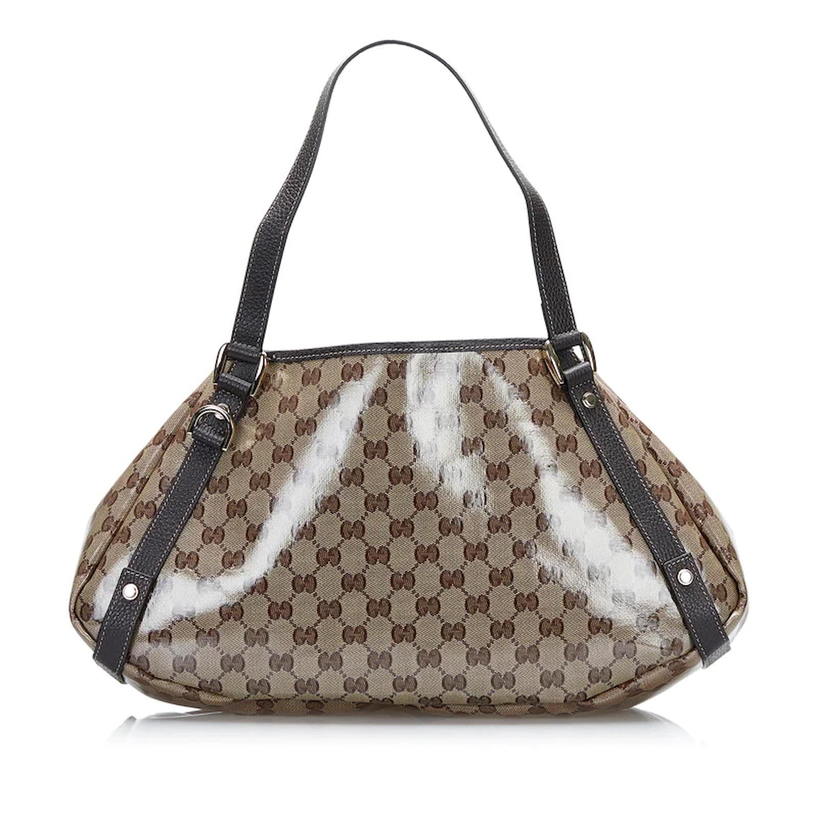 Brown Gucci GG Crystal Abbey D-Ring Shoulder Bag