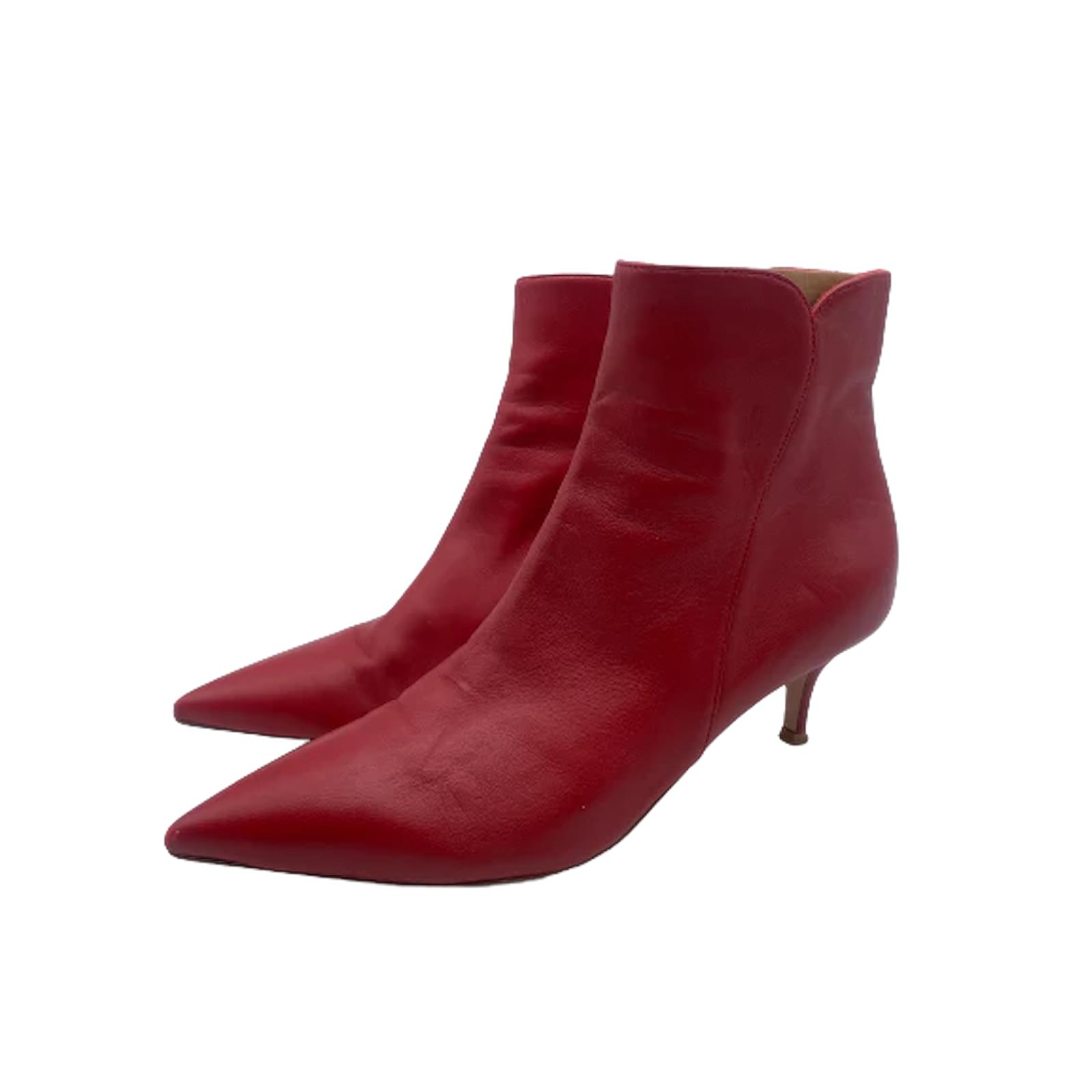 GIANVITO ROSSI Ankle boots T.eu 36.5 Leather Red ref.858055 - Joli