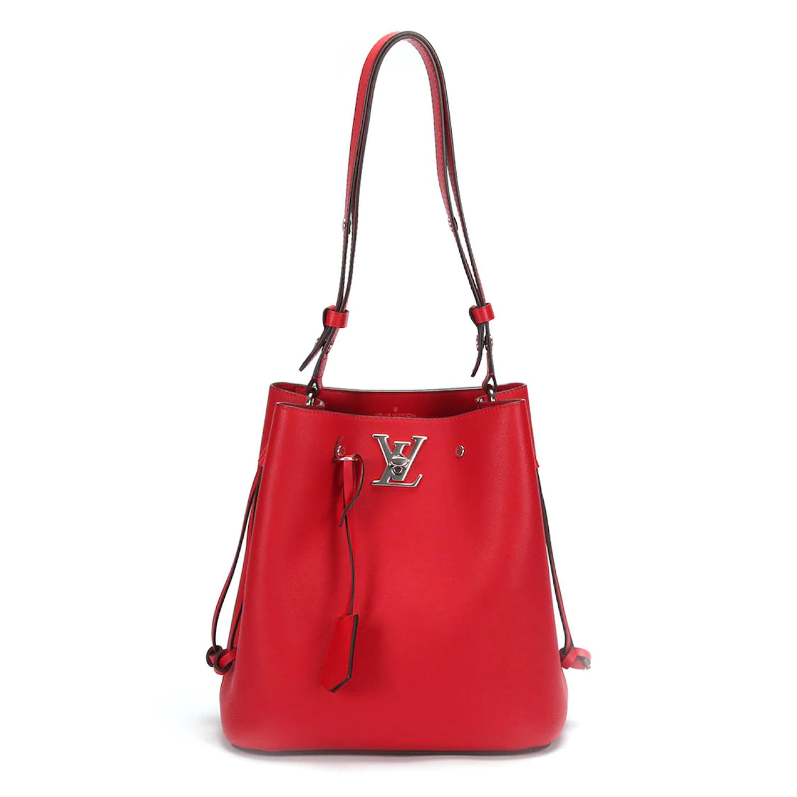 Louis Vuitton Leather Lockme Bucket Bag M54677 Red Pony-style calfskin  ref.858712 - Joli Closet