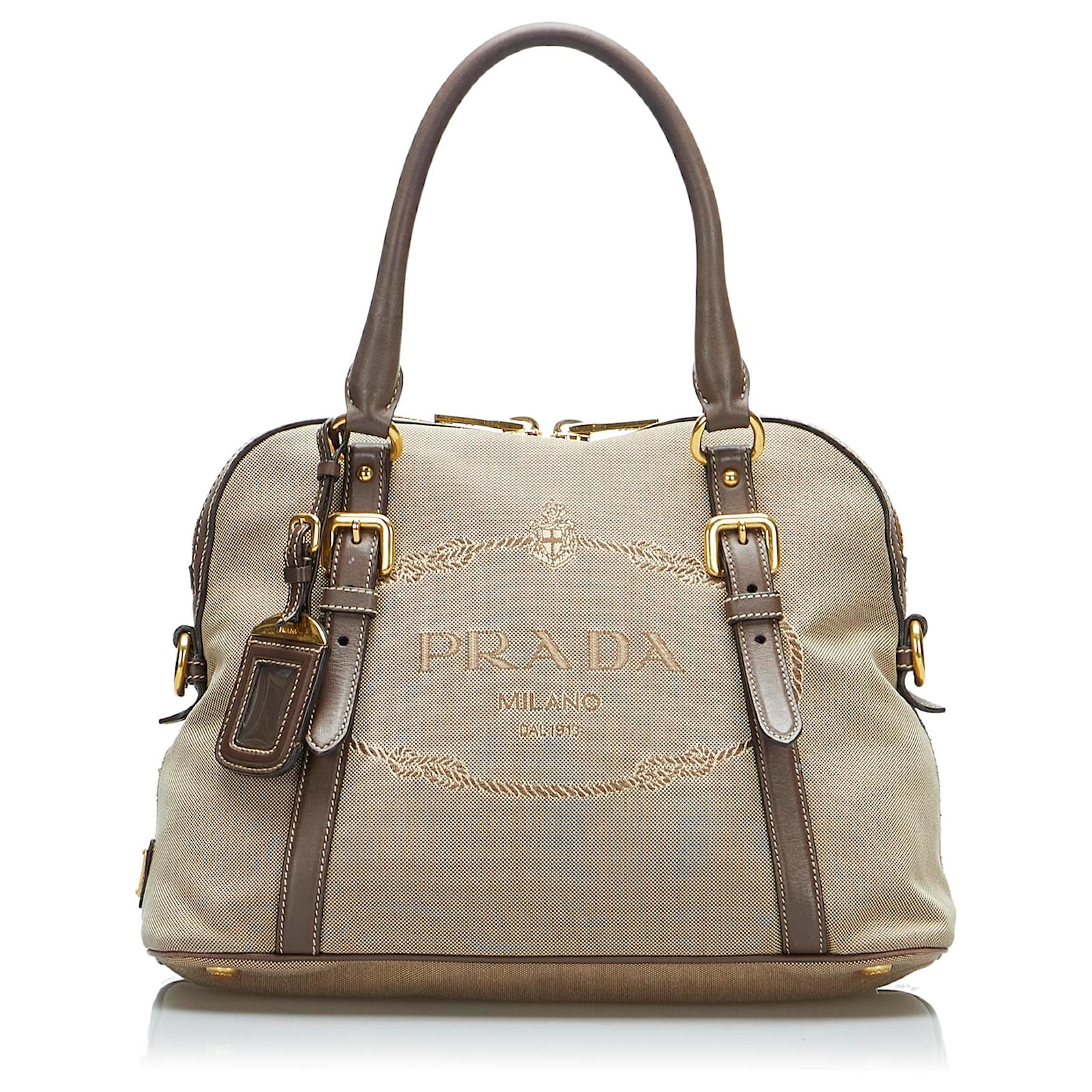 Prada Canapa Logo Satchel Brown