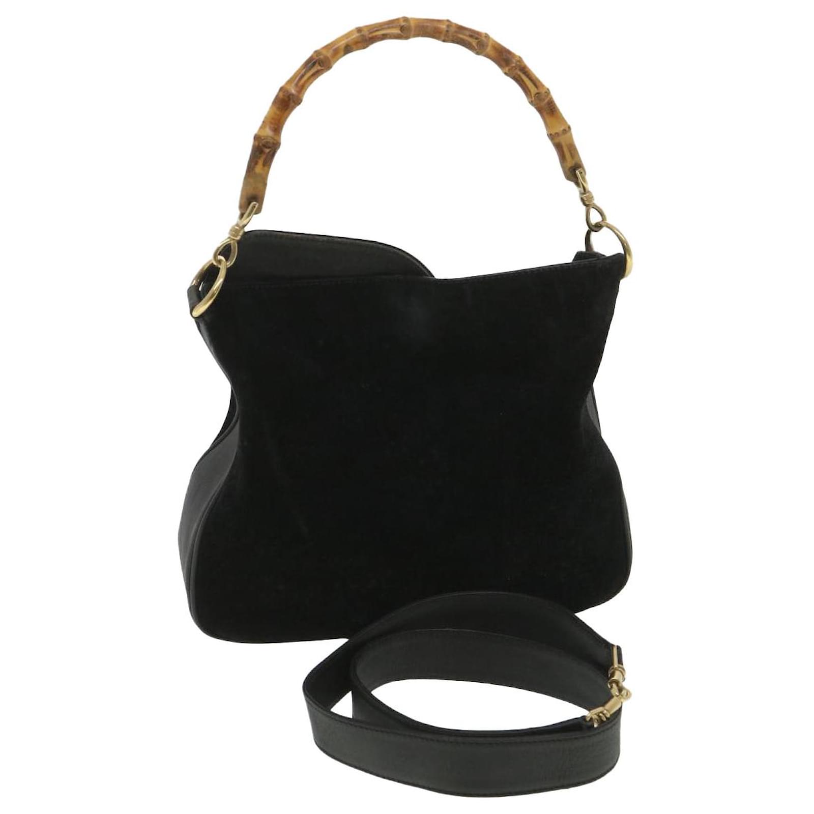 Gucci Black Suede Bag with Bamboo Handle