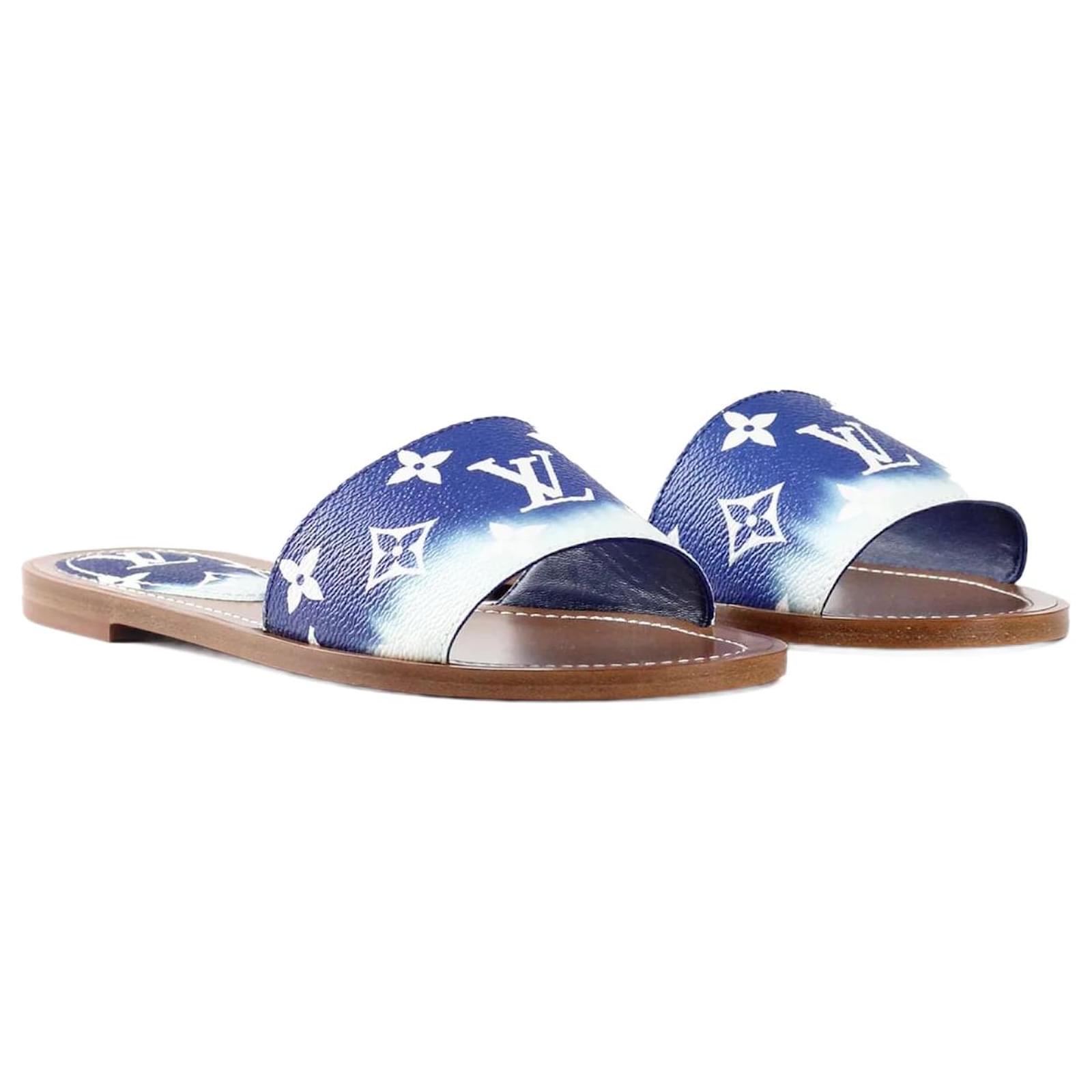 LOUIS VUITTON Sandals T.eu 36 Leather Blue ref.859574 - Joli