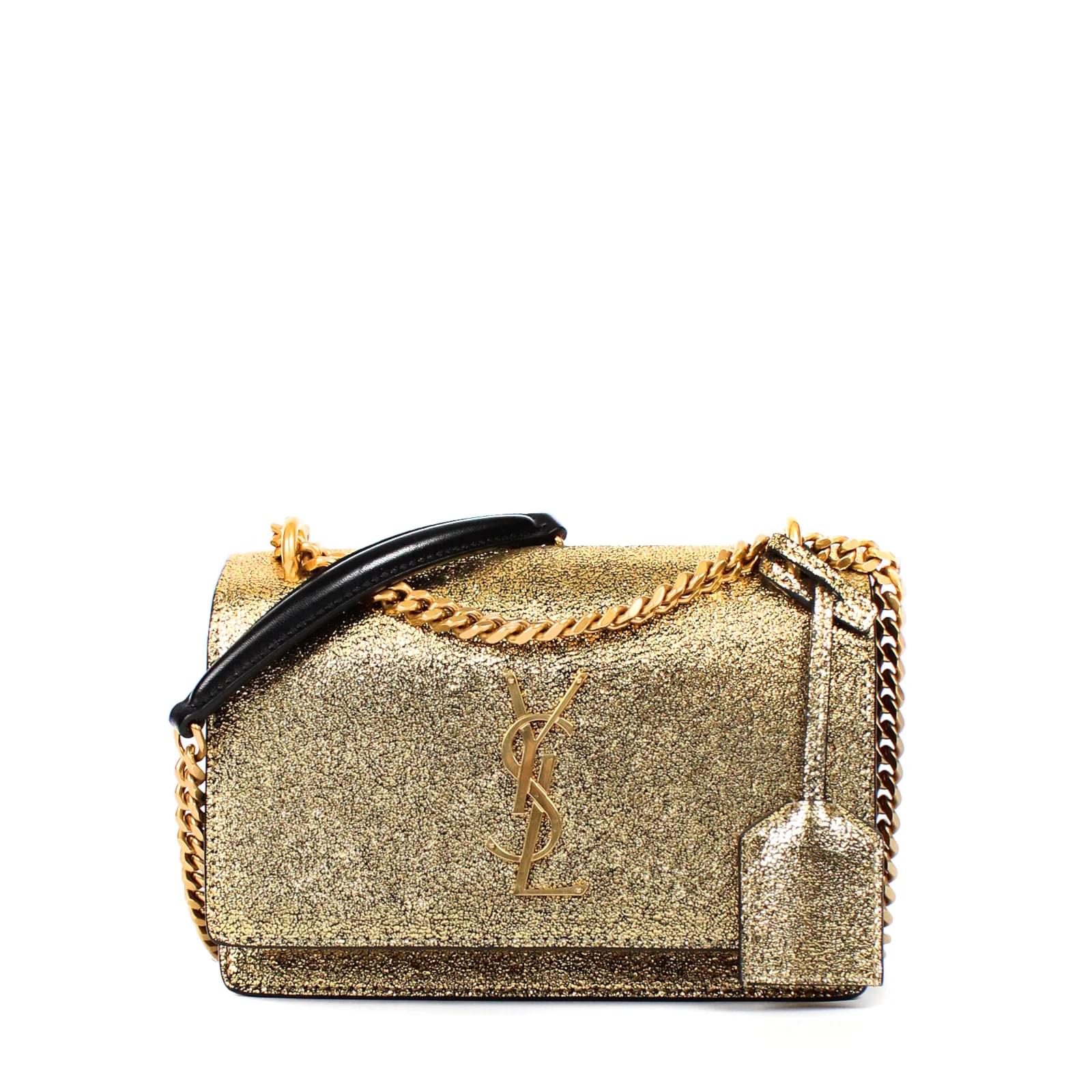 Saint Laurent YSL Kate Metallic Leather Gold Hardware Flap Bag