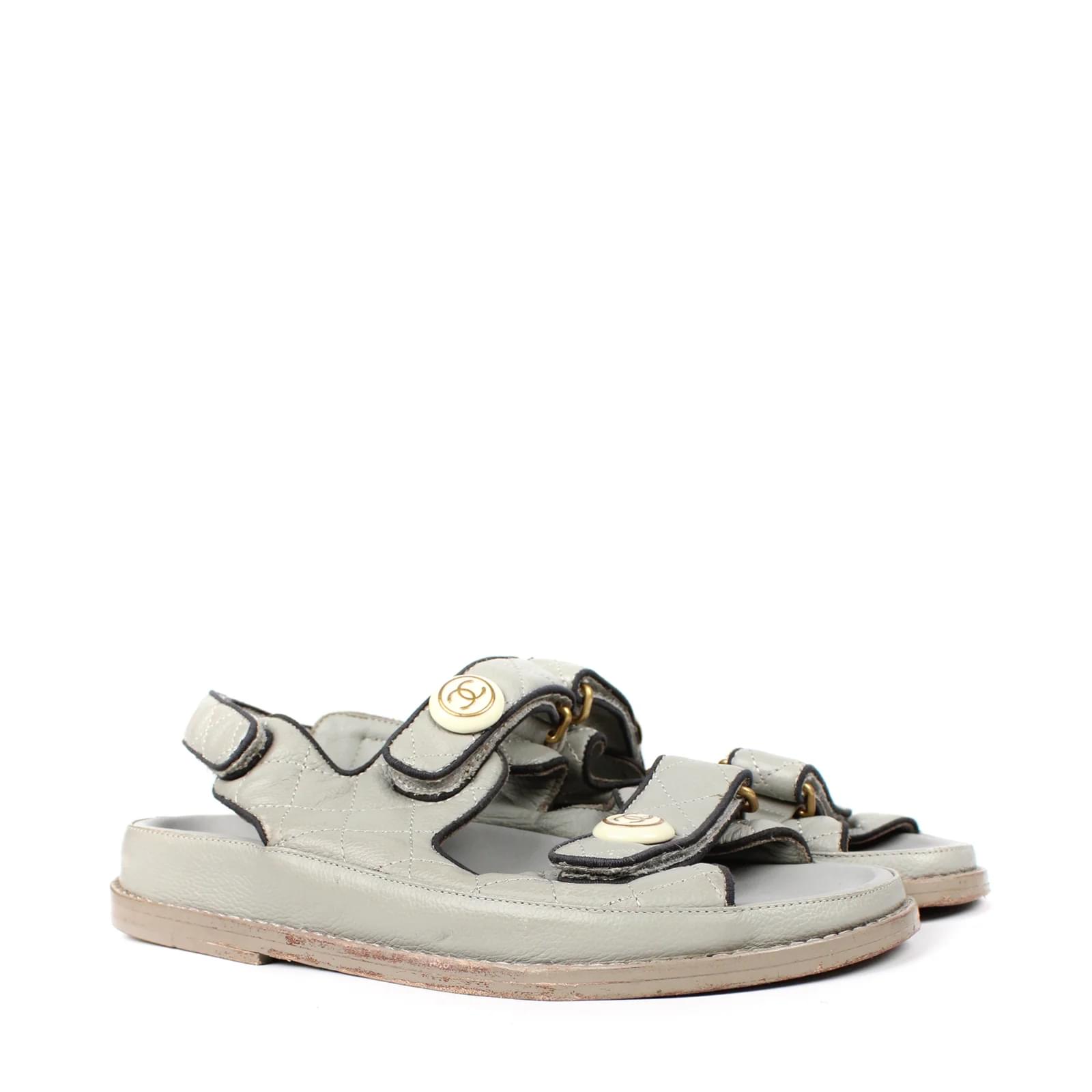 Dad sandals leather sandal Chanel White size 38 EU in Leather